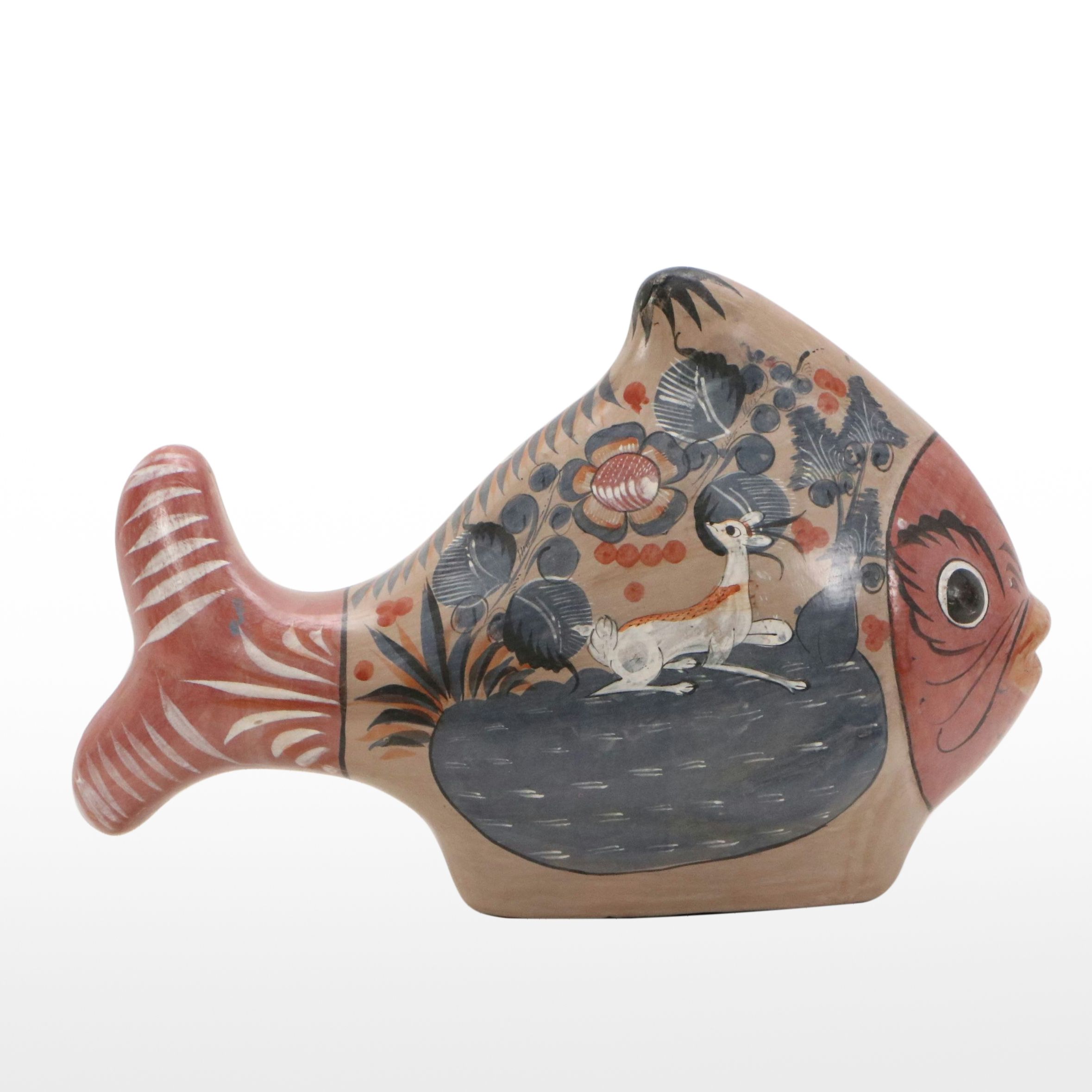 Hand-Painted Tonalá Ceramic Fish, Late 20th Century