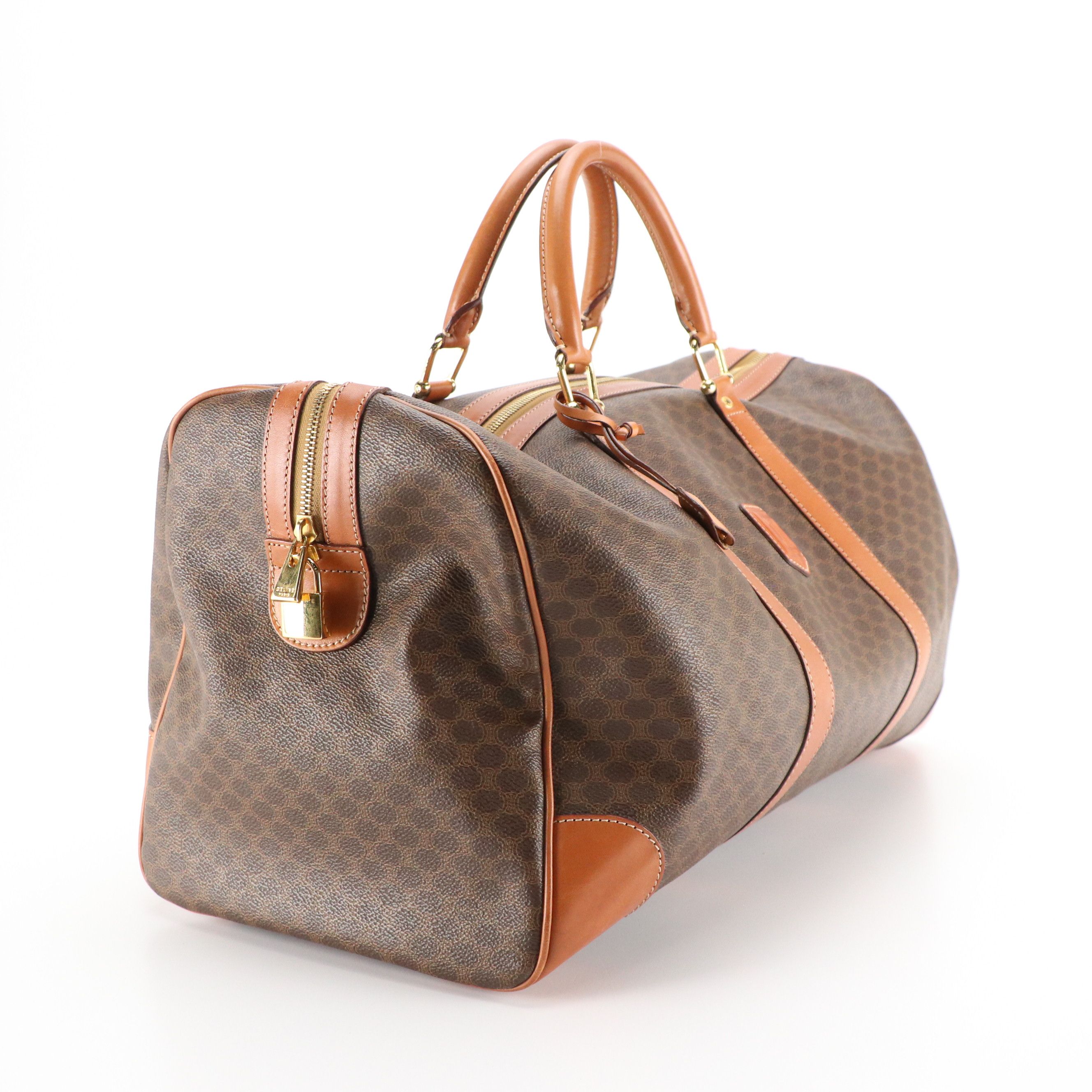 Celine Duffle Bag in Dark Brown Macadam Canvas and Leather