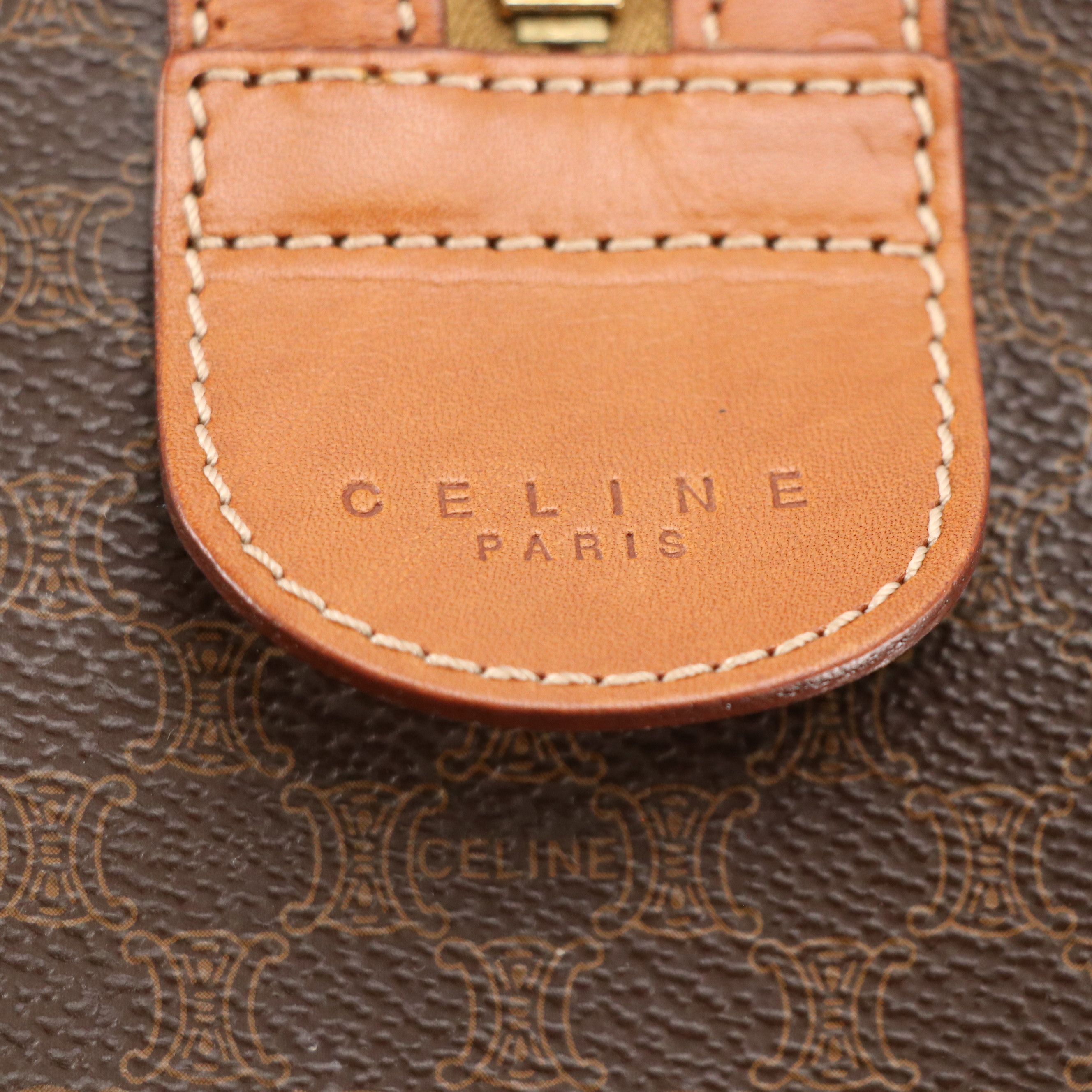 Celine Duffle Bag in Dark Brown Macadam Canvas and Leather