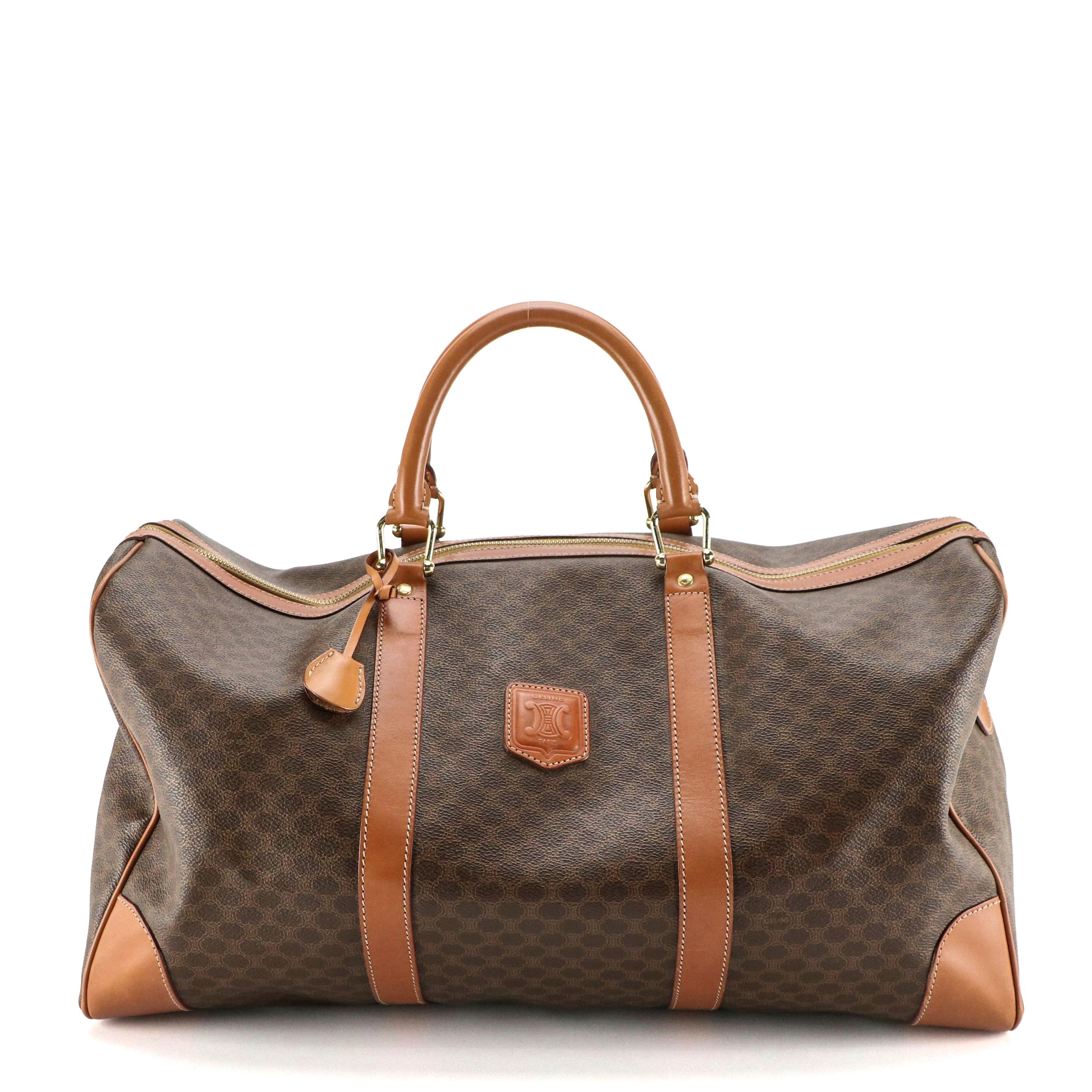Celine Duffle Bag in Dark Brown Macadam Canvas and Leather