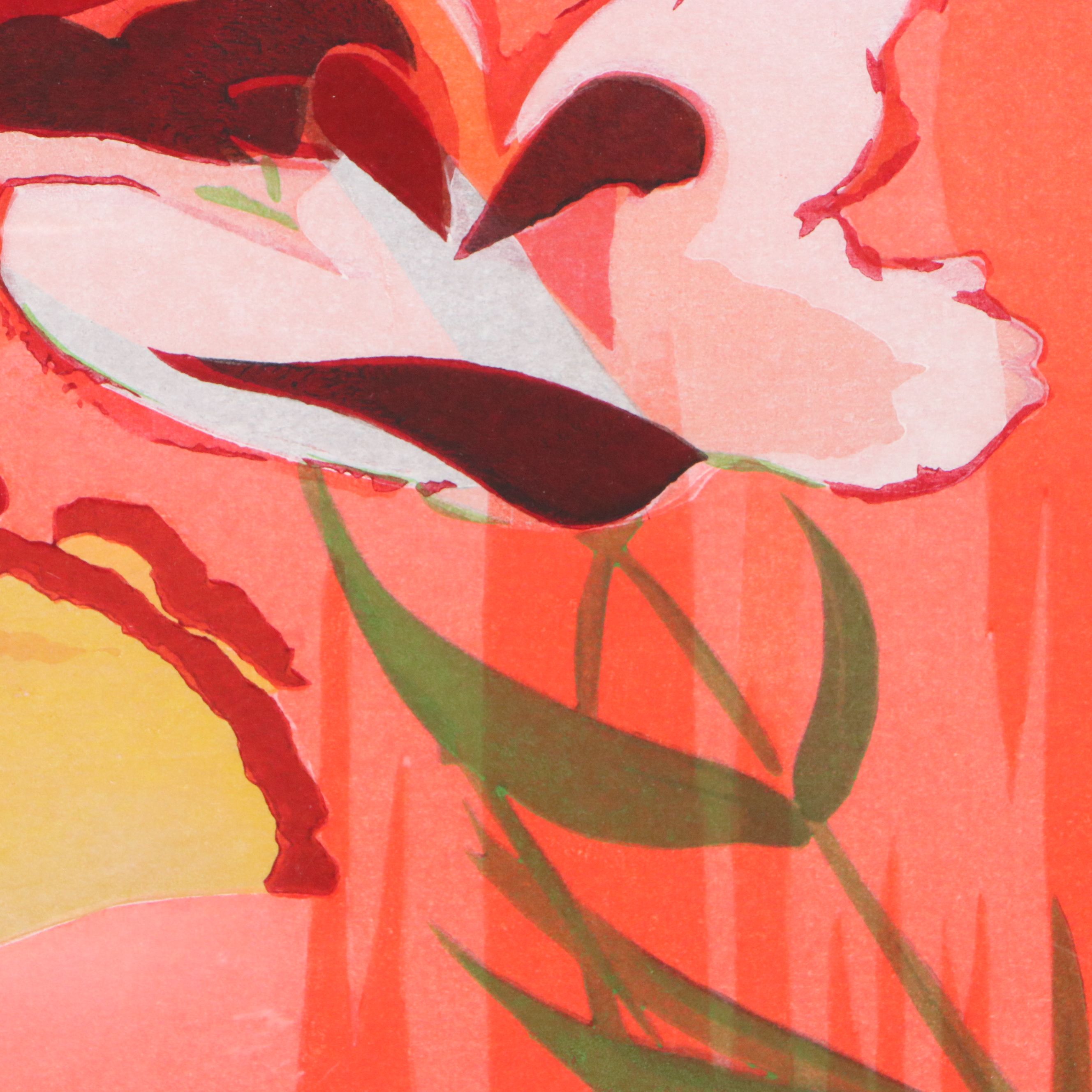 David True Large-Scale Lithograph "Cut Flowers," 1989