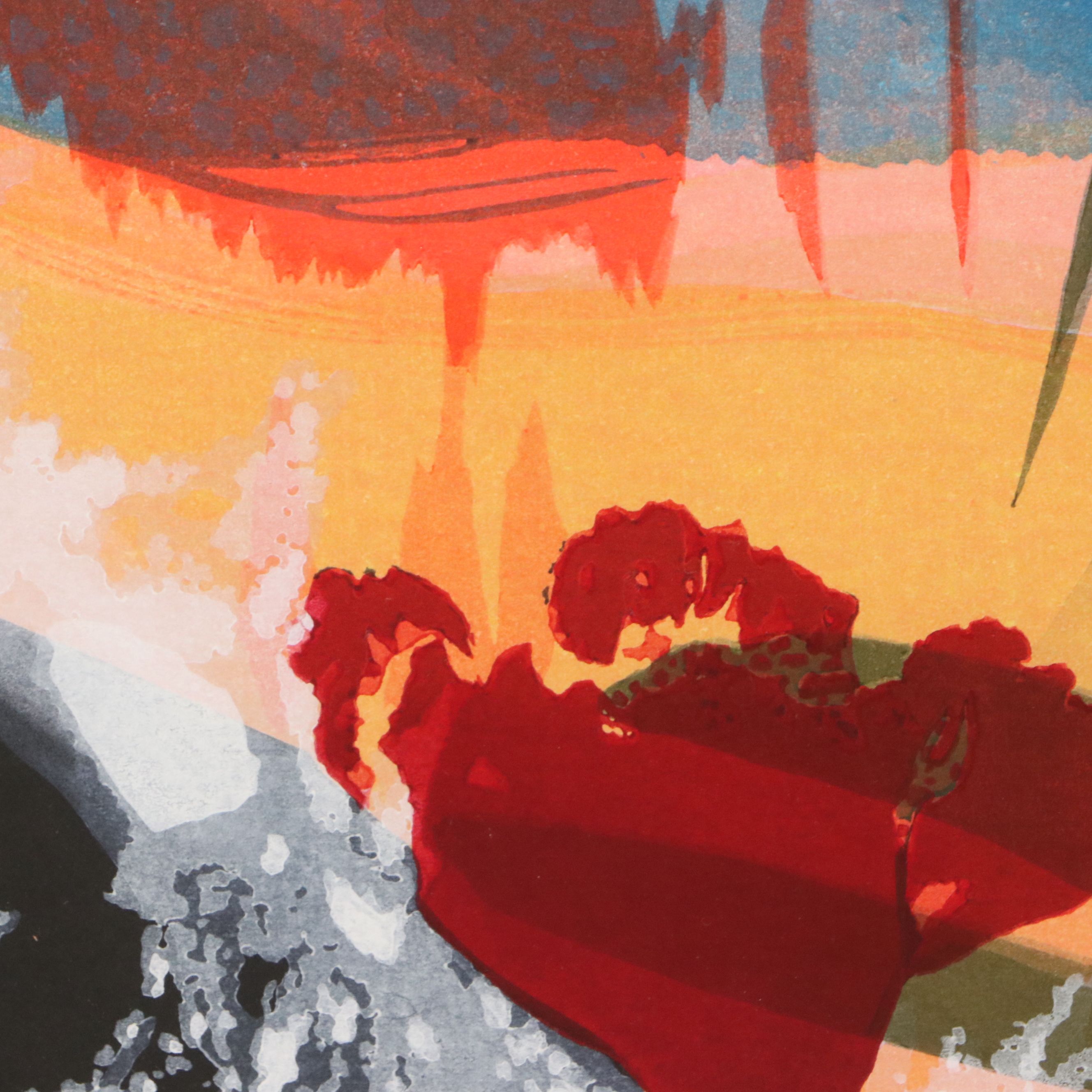 David True Large-Scale Lithograph "Cut Flowers," 1989