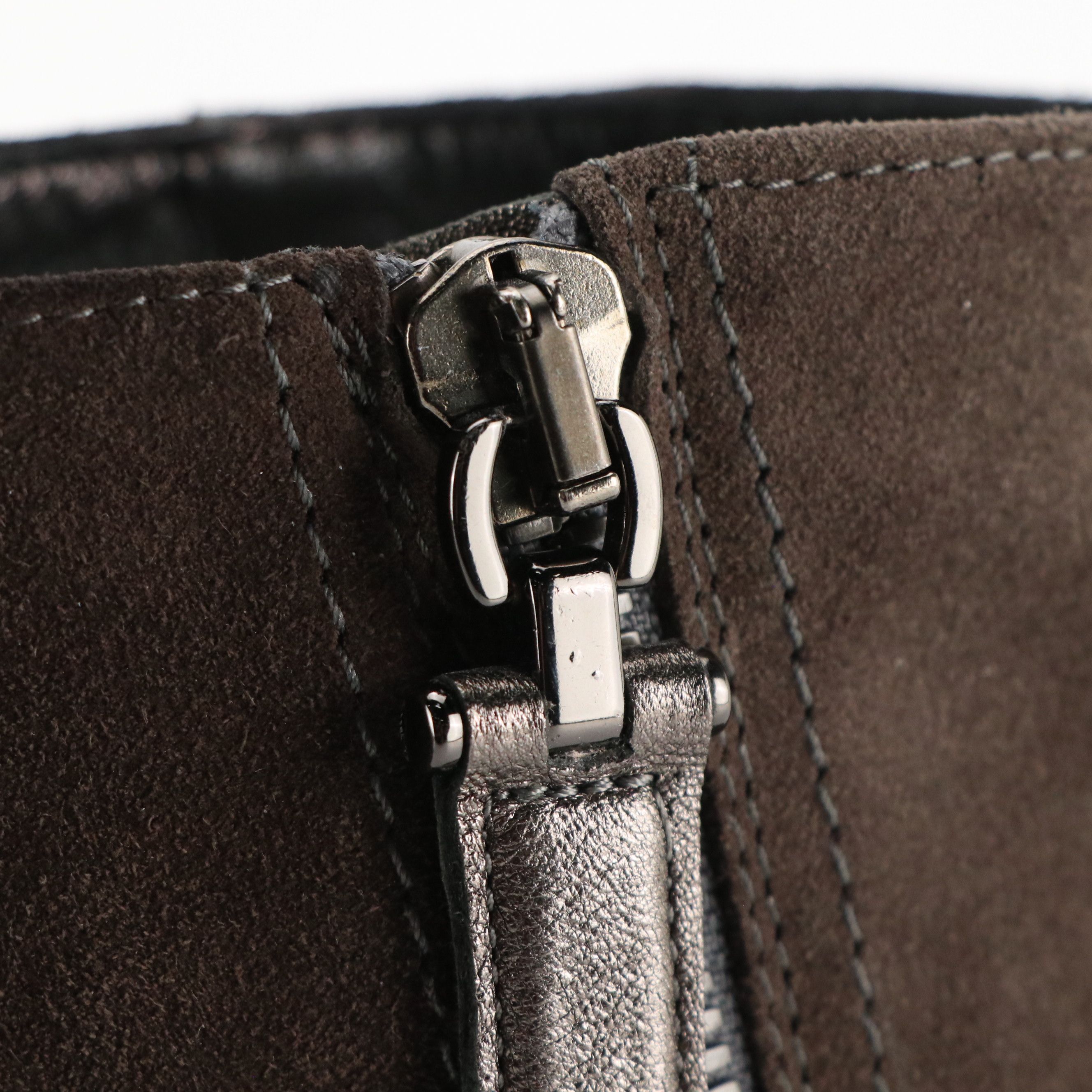 Aquatalia Ilenia Heeled Ankle Boots in Grey Weatherproof Suede, With Box