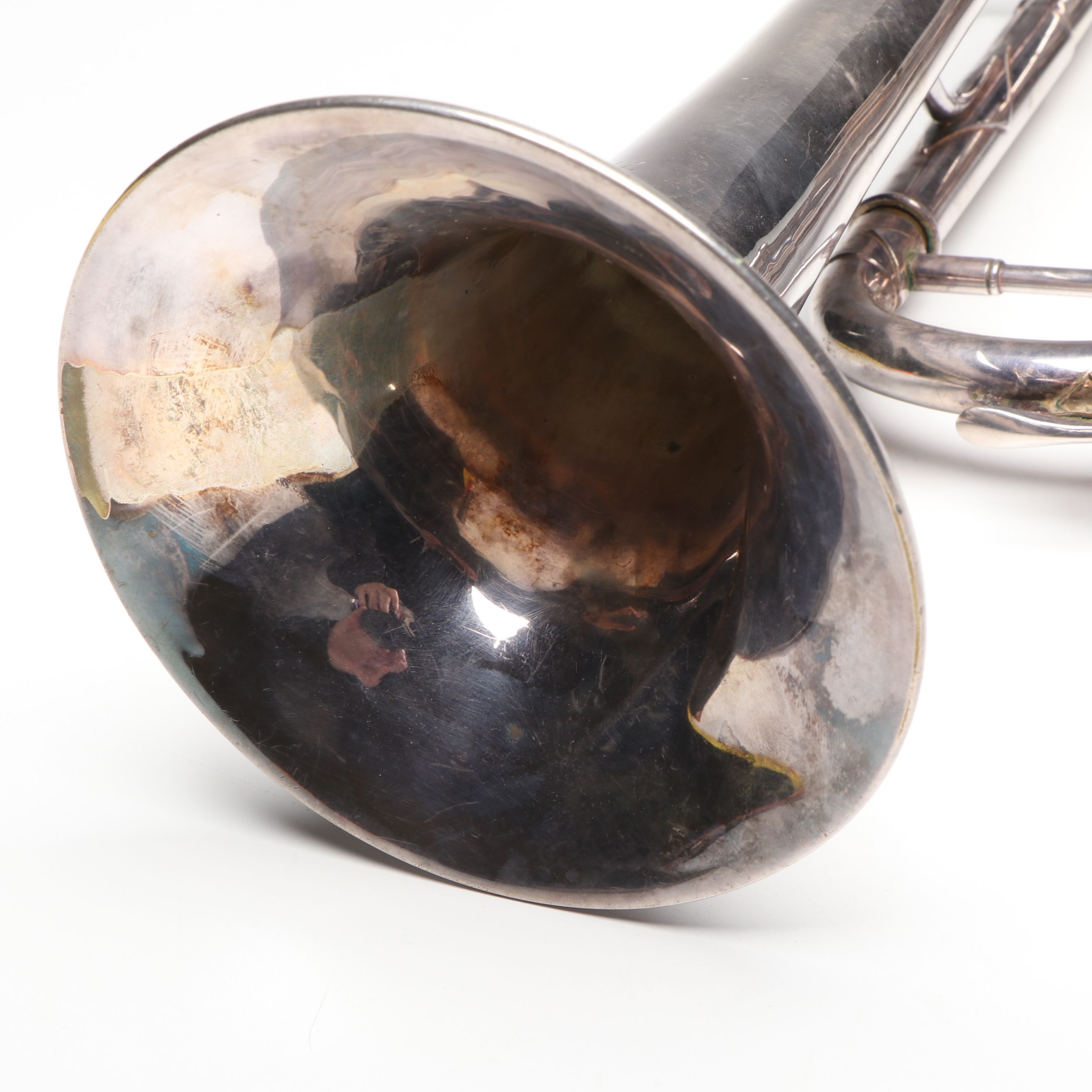 C.G. Conn Silver Finish Trumpet with Hard Case, Early to Mid-20th Century