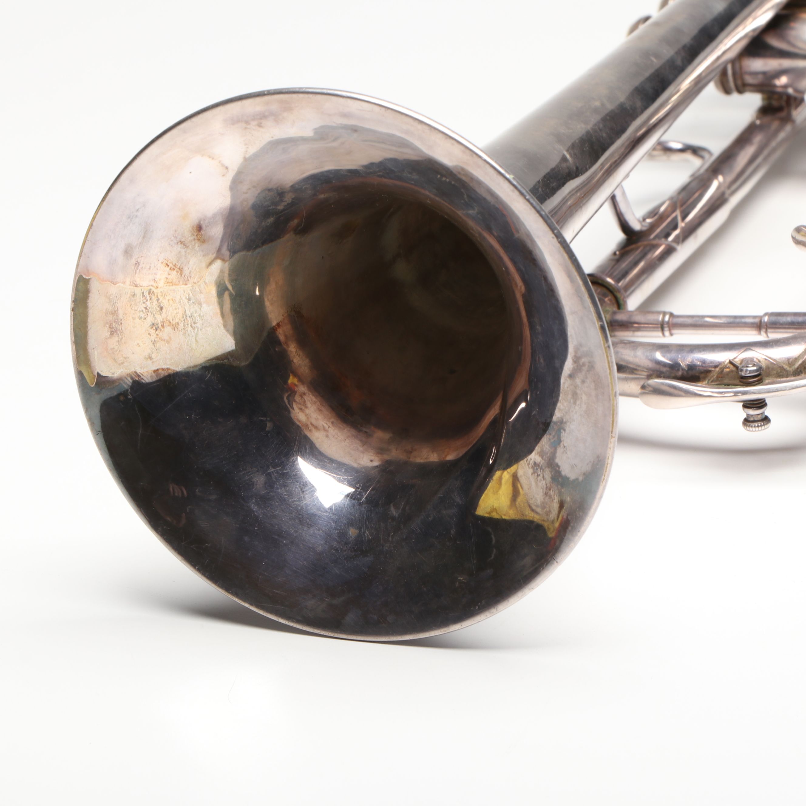 C.G. Conn Silver Finish Trumpet with Hard Case, Early to Mid-20th Century