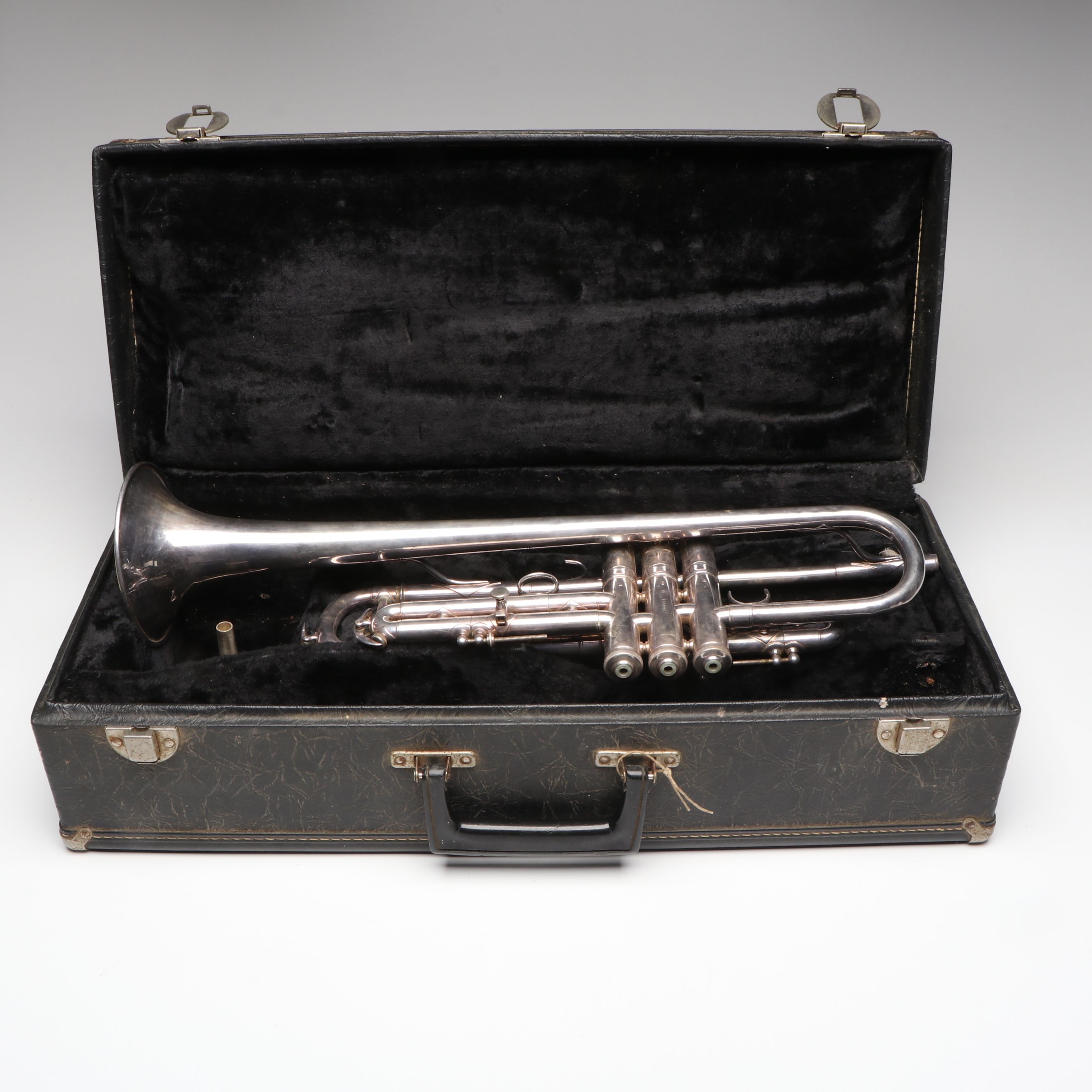 C.G. Conn Silver Finish Trumpet with Hard Case, Early to Mid-20th Century