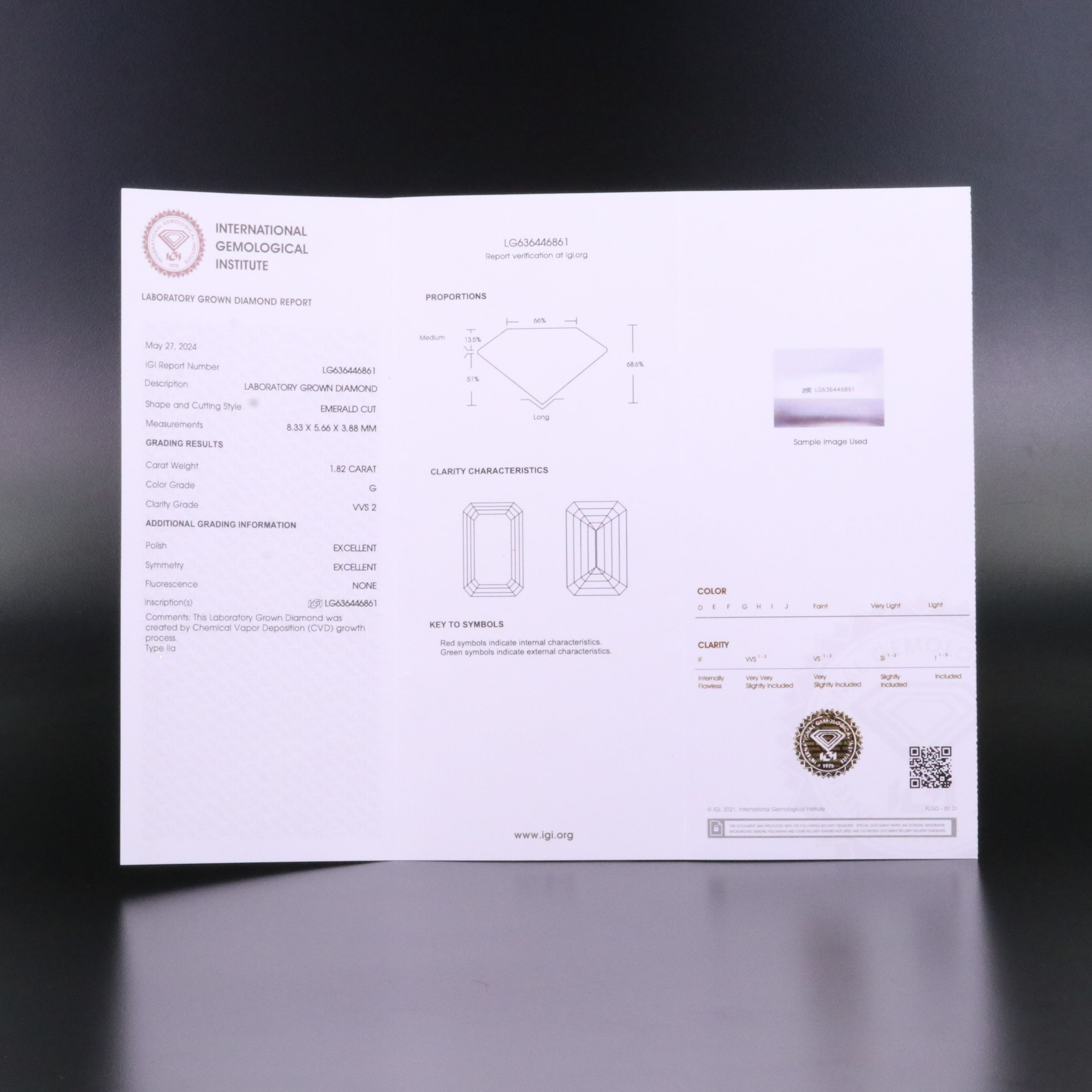Loose 1.82 CT Lab Grown Diamond with IGI Report