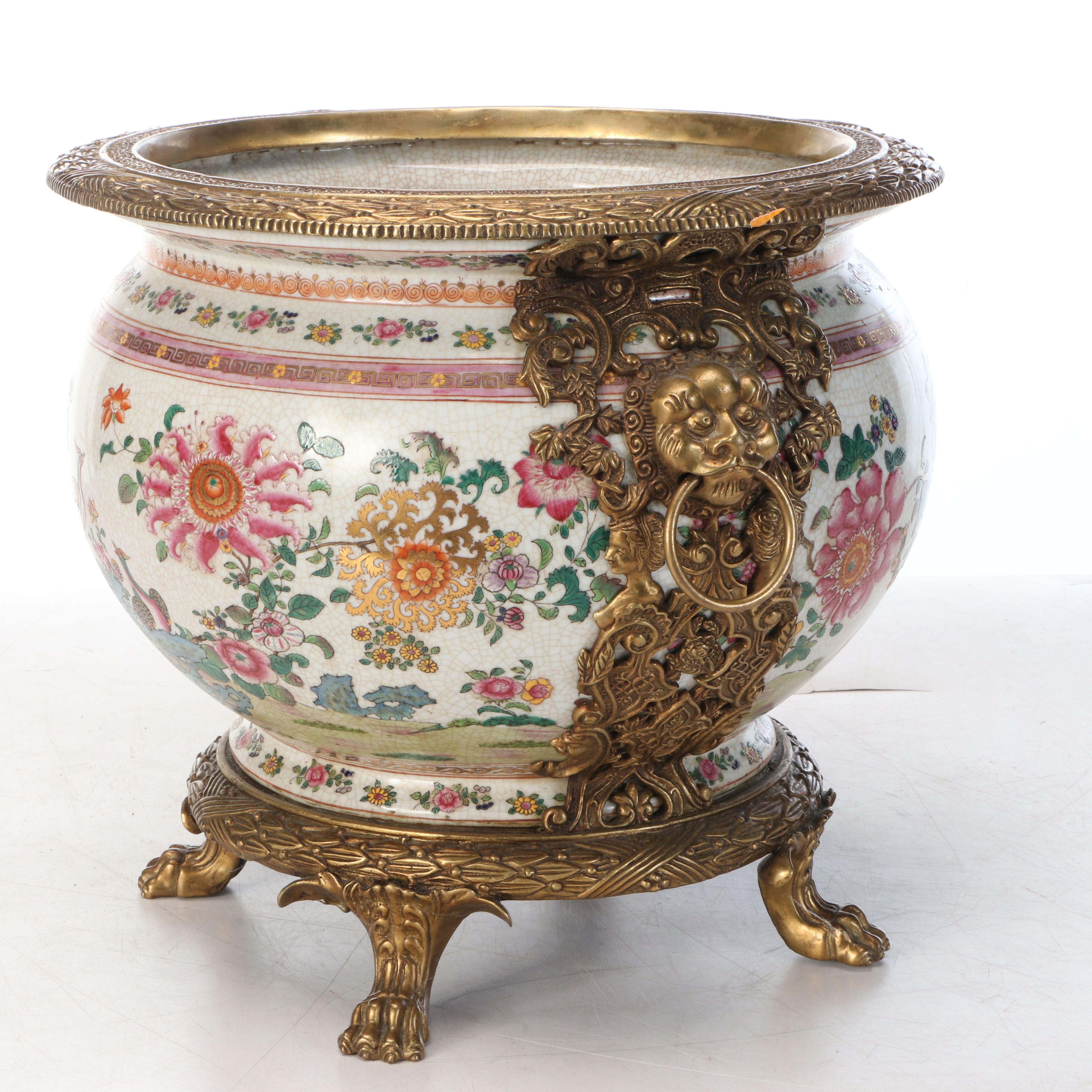 Chinese Export Famille Rose Footed Fishbowl Planter