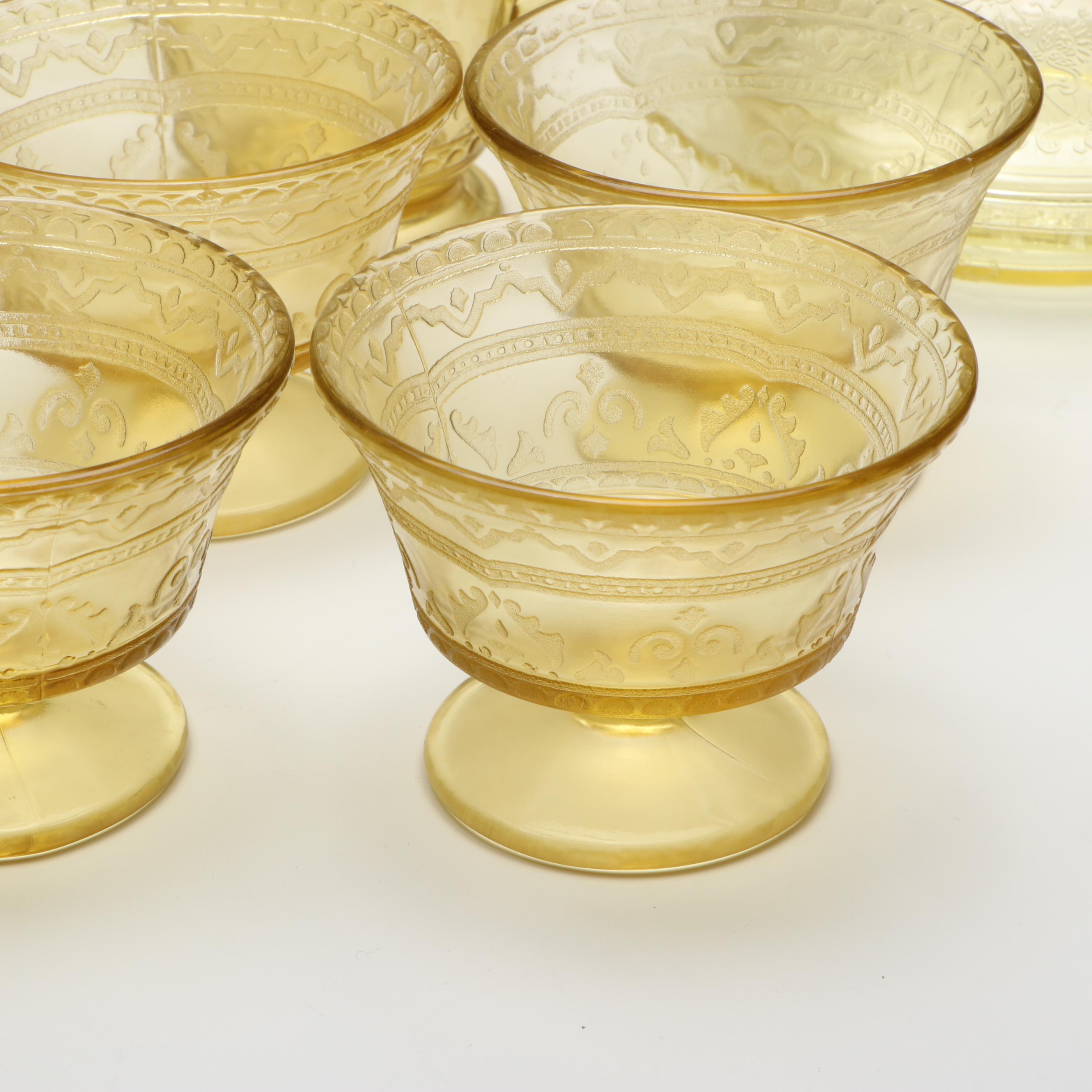 Federal Glass "Patrician" with Other Amber Depression Glass Tableware