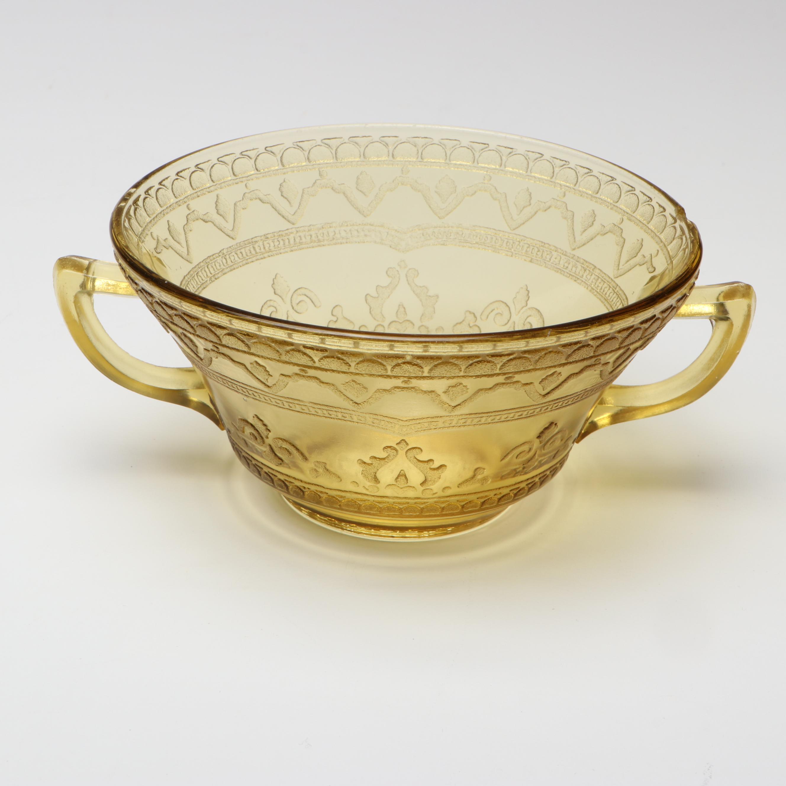 Federal Glass "Patrician" with Other Amber Depression Glass Tableware