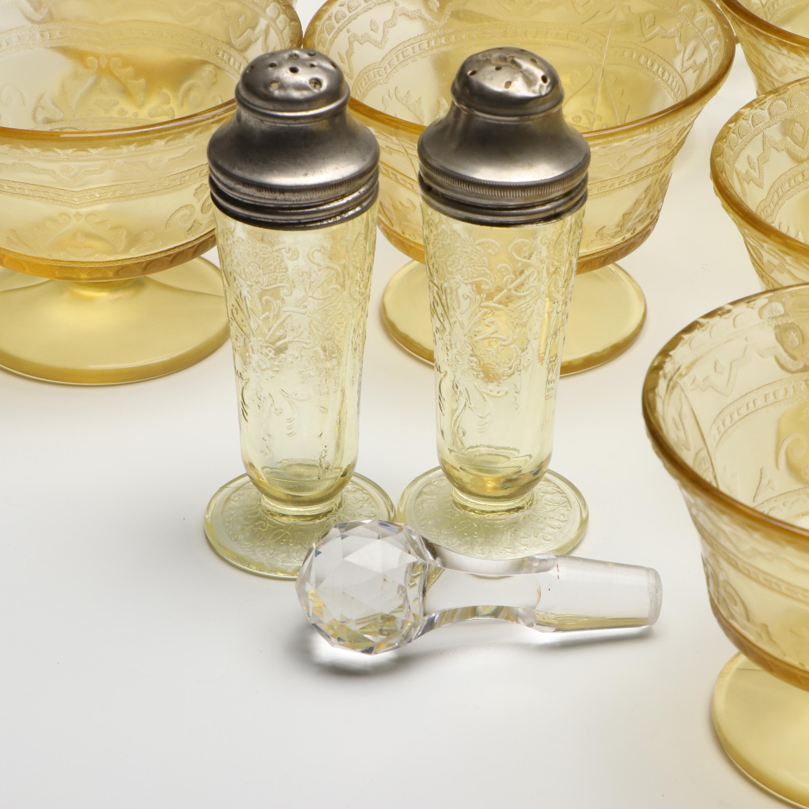 Federal Glass "Patrician" with Other Amber Depression Glass Tableware