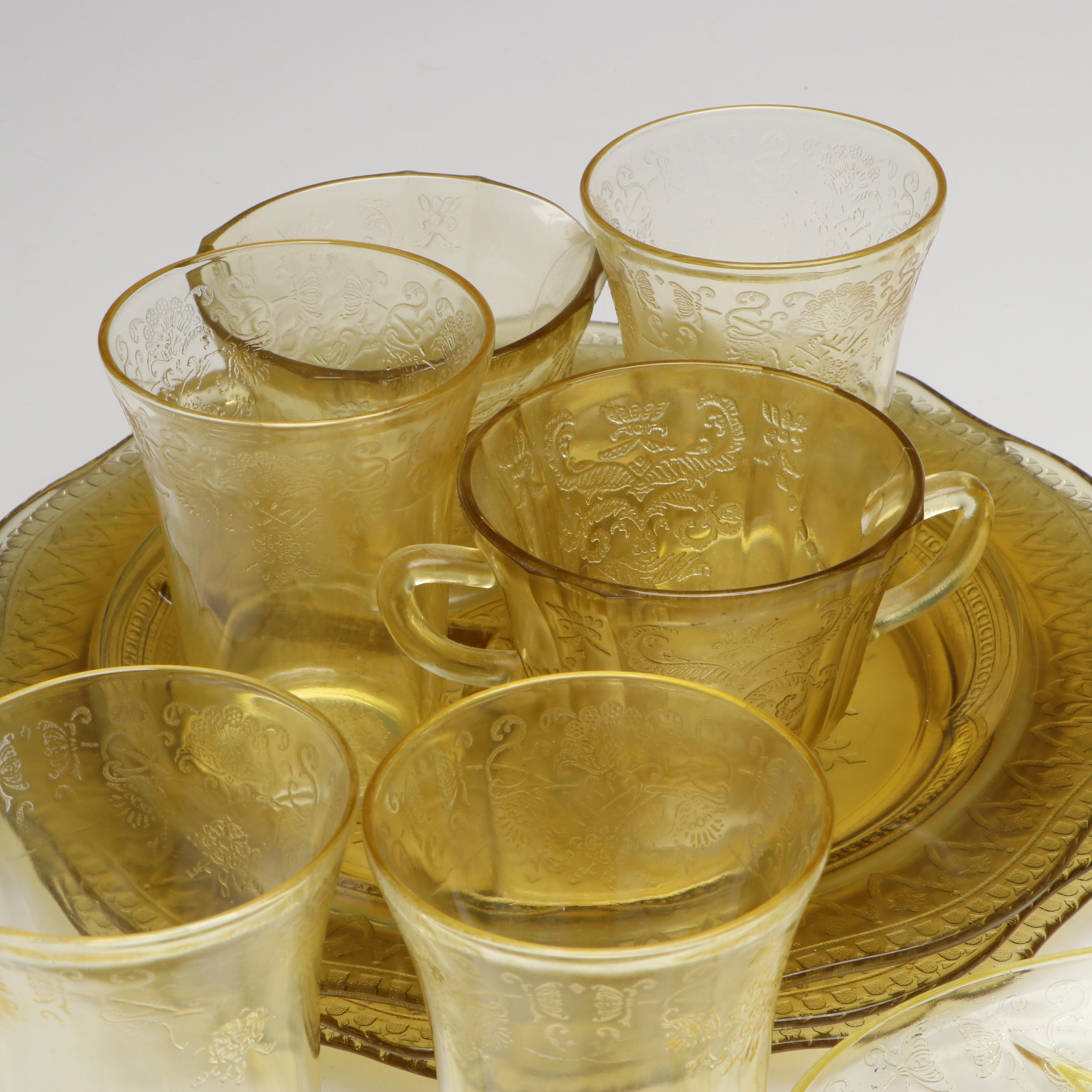 Federal Glass "Patrician" with Other Amber Depression Glass Tableware