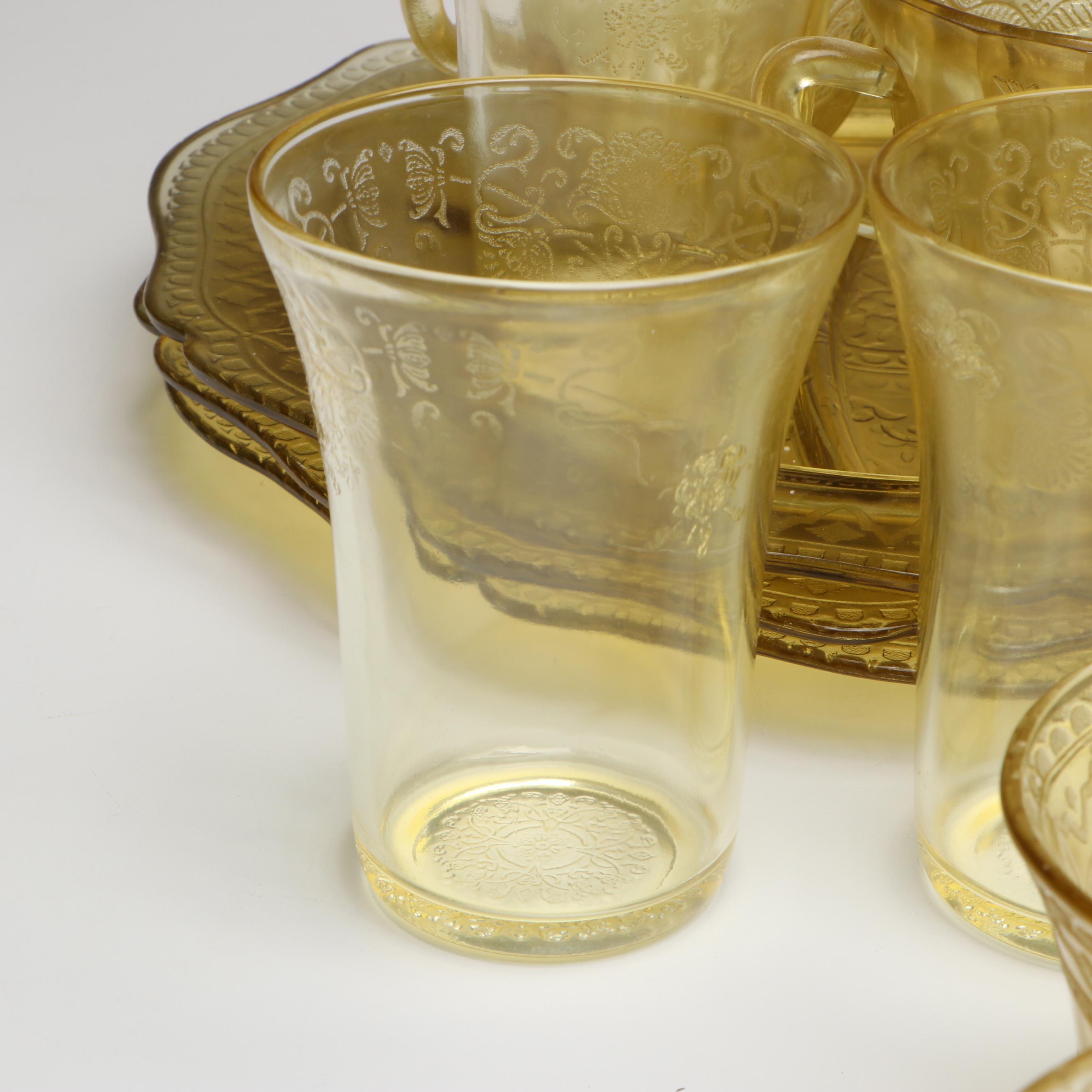 Federal Glass "Patrician" with Other Amber Depression Glass Tableware