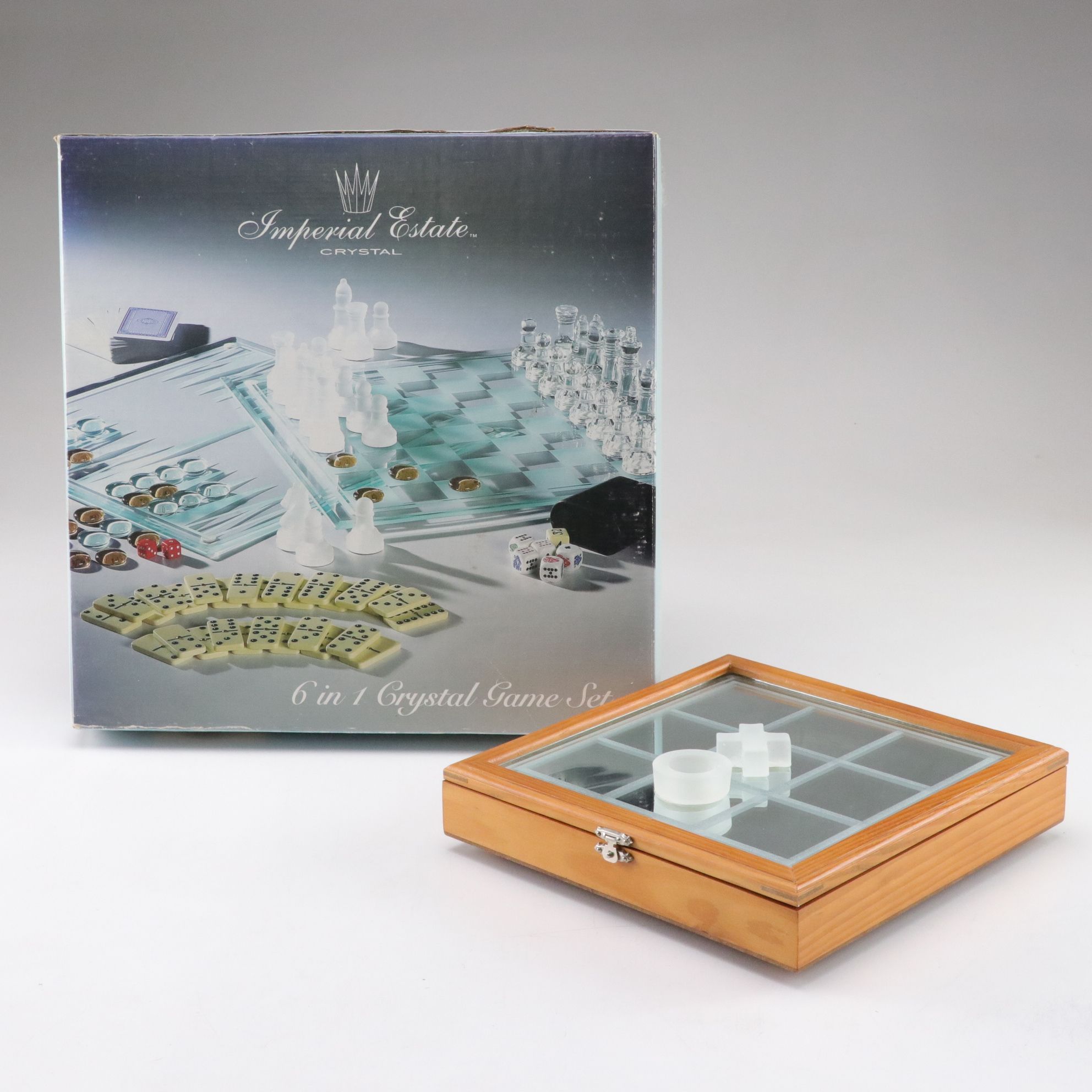Imperial Estate 6-in-1 Crystal Game Set and Frosted Crystal Tic-Tac-Toe