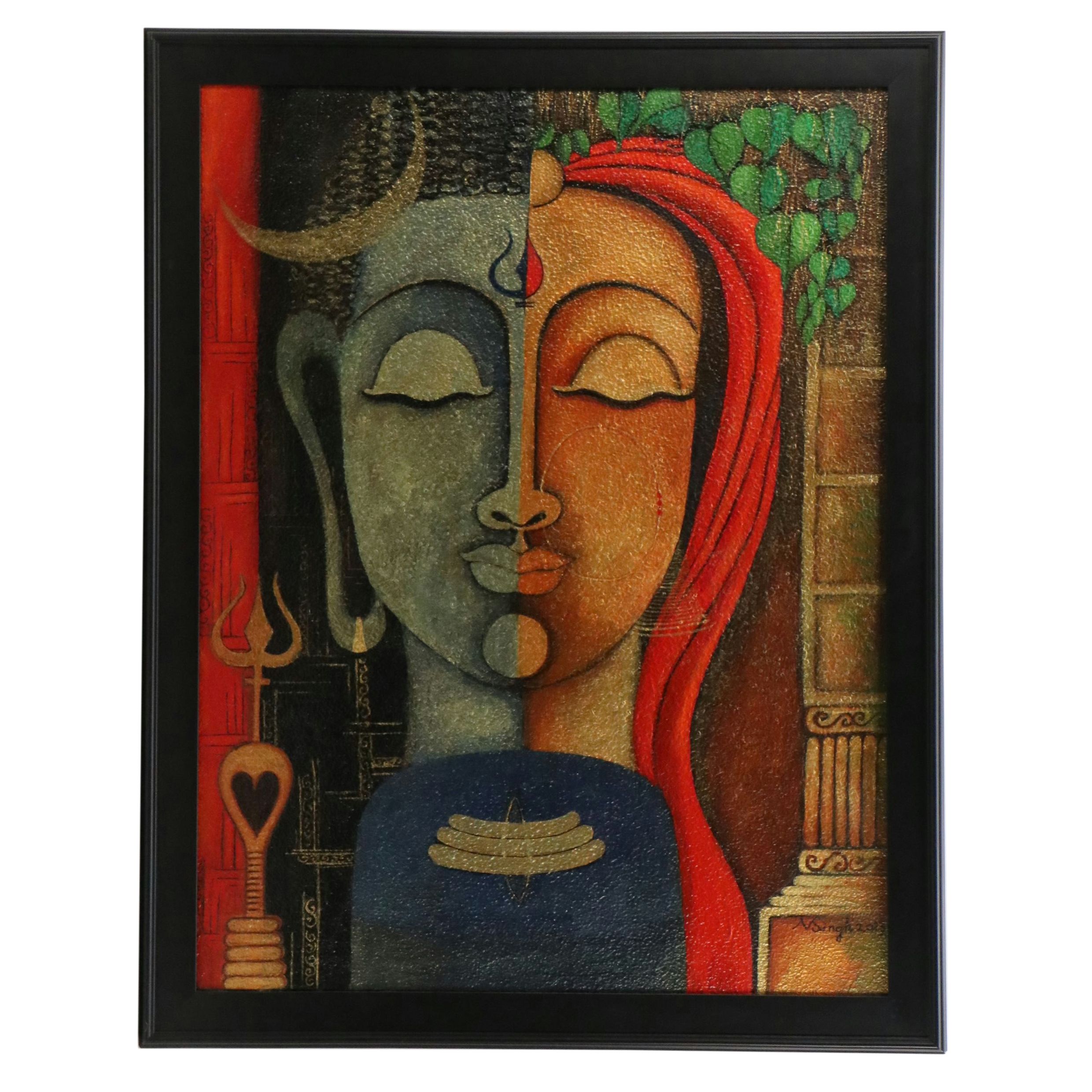 Vibha Singh Pichwai Style Acrylic Painting "Duality," 2013