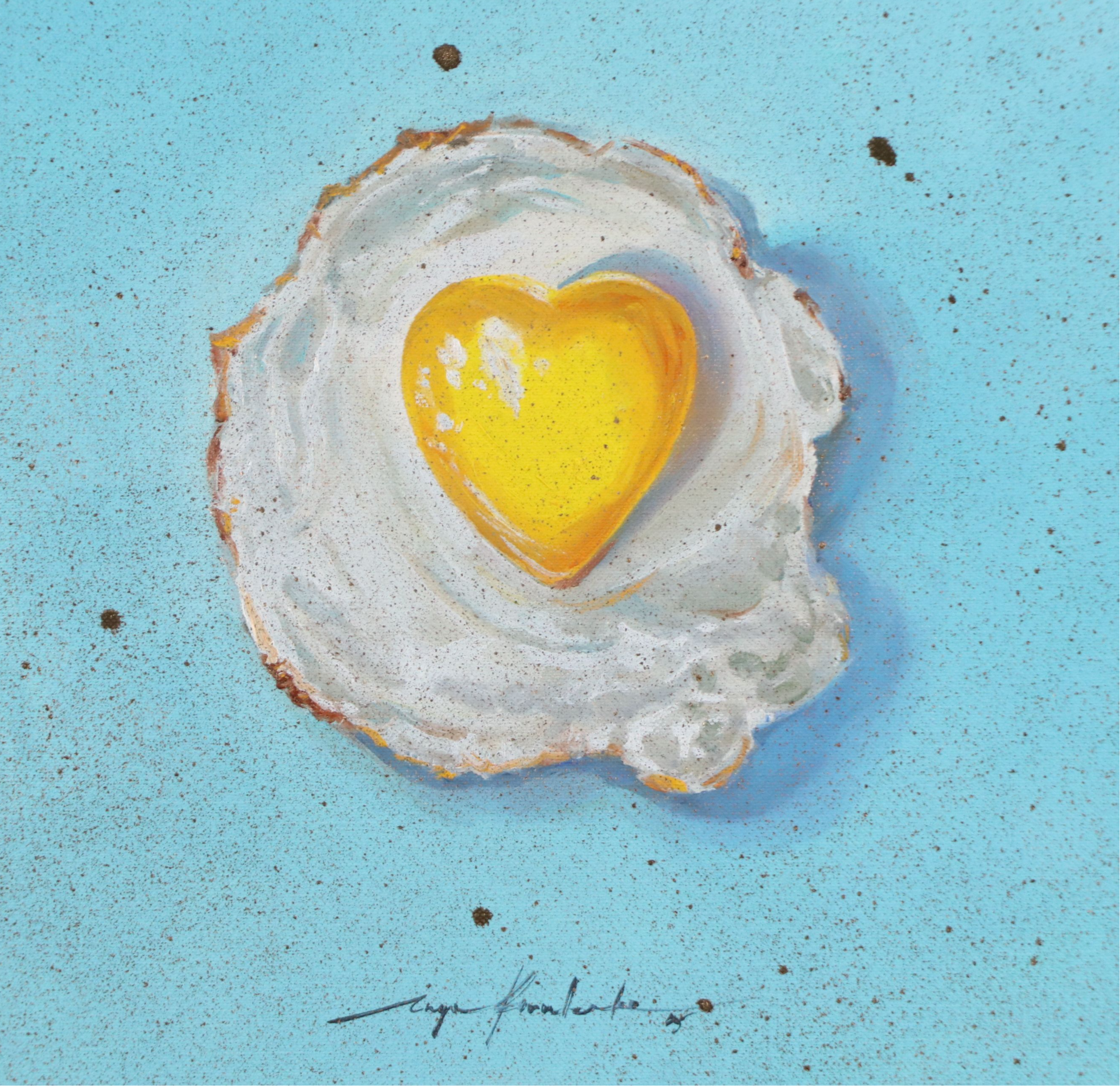 Inga Kovalenko Watercolor Painting of Egg with Heart-Shaped Yolk, 2025