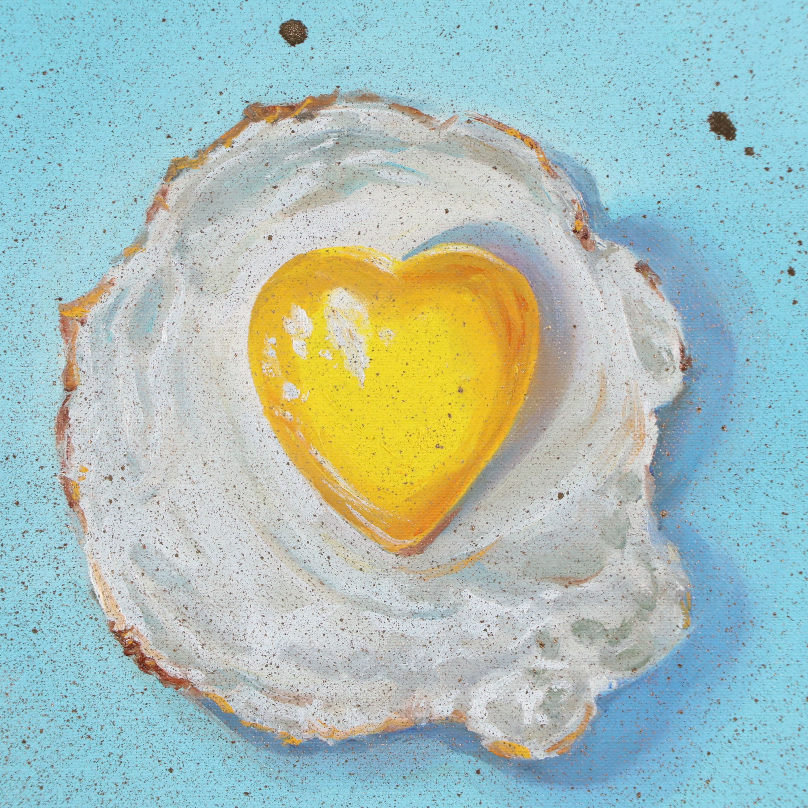 Inga Kovalenko Watercolor Painting of Egg with Heart-Shaped Yolk, 2025