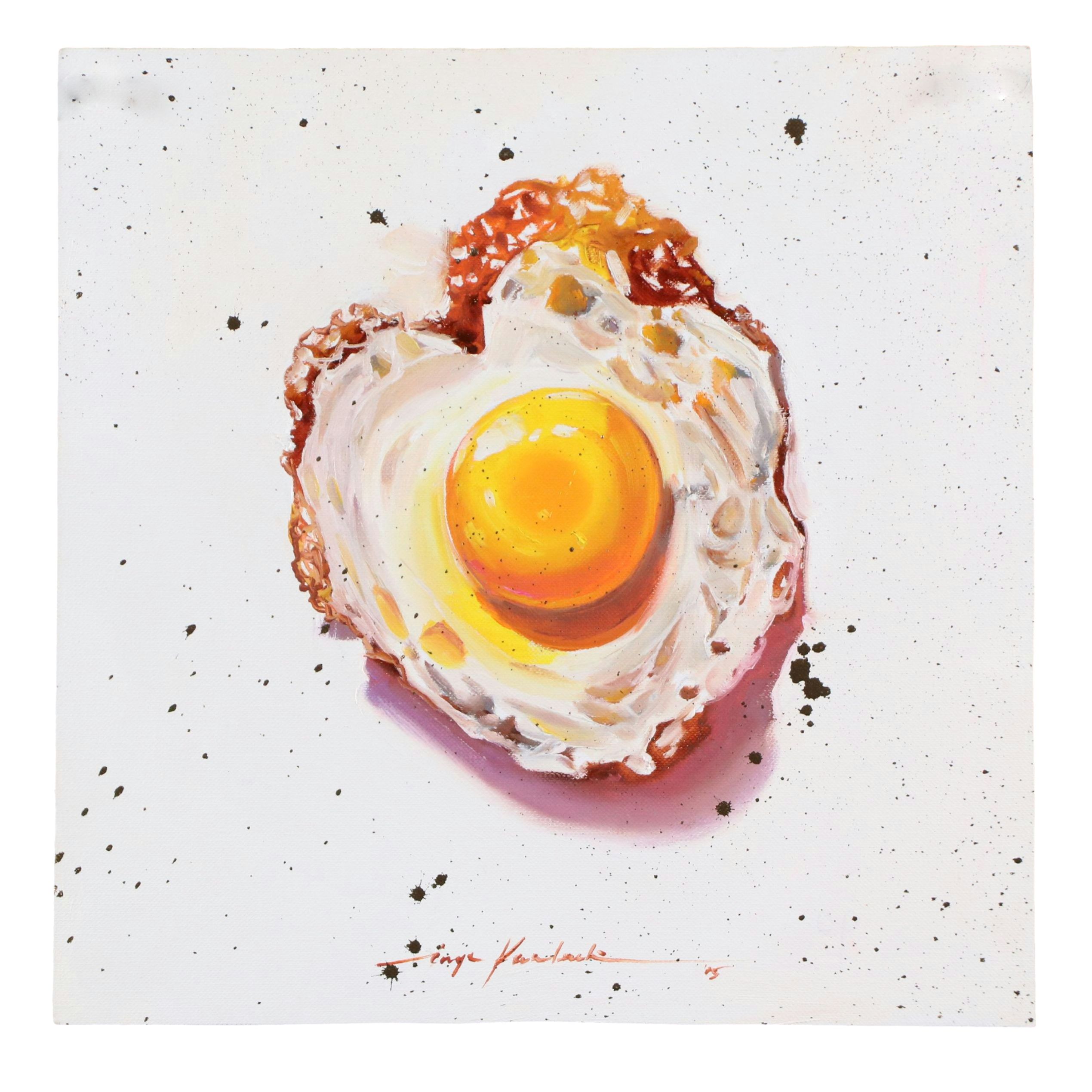 Inga Kovalenko Watercolor Painting of Fried Egg, 2025