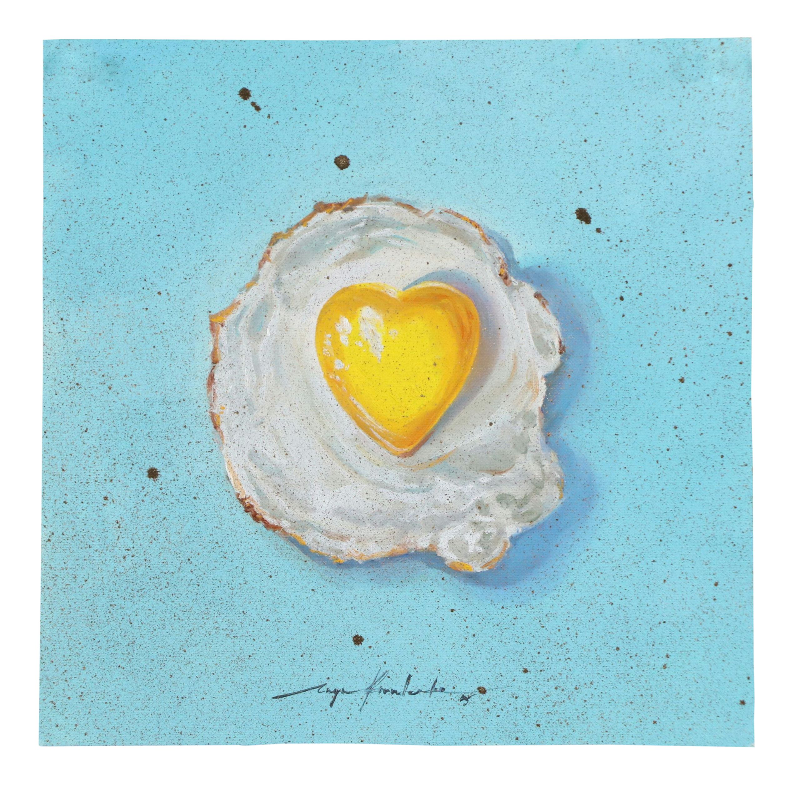 Inga Kovalenko Watercolor Painting of Egg with Heart-Shaped Yolk, 2025