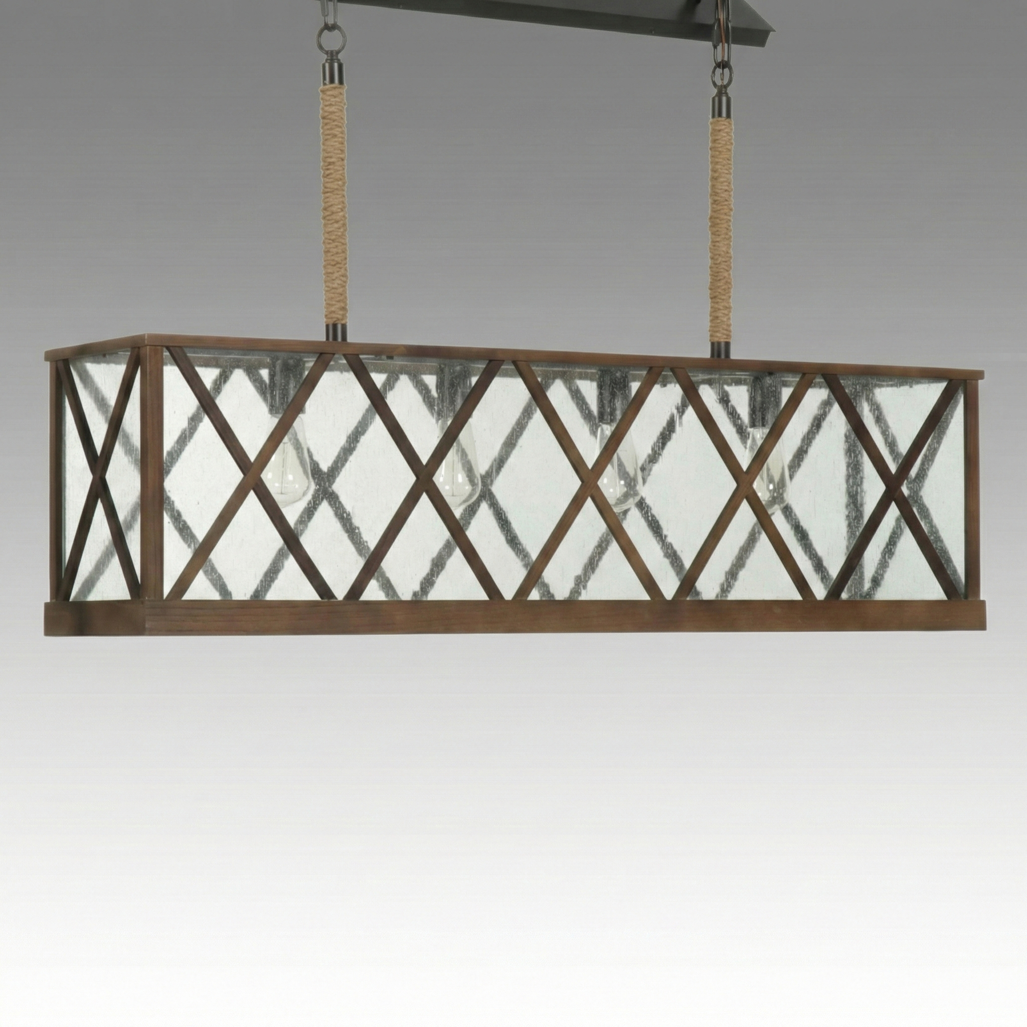 Target Weathered Oak Four-Light Island Chandelier, 2015