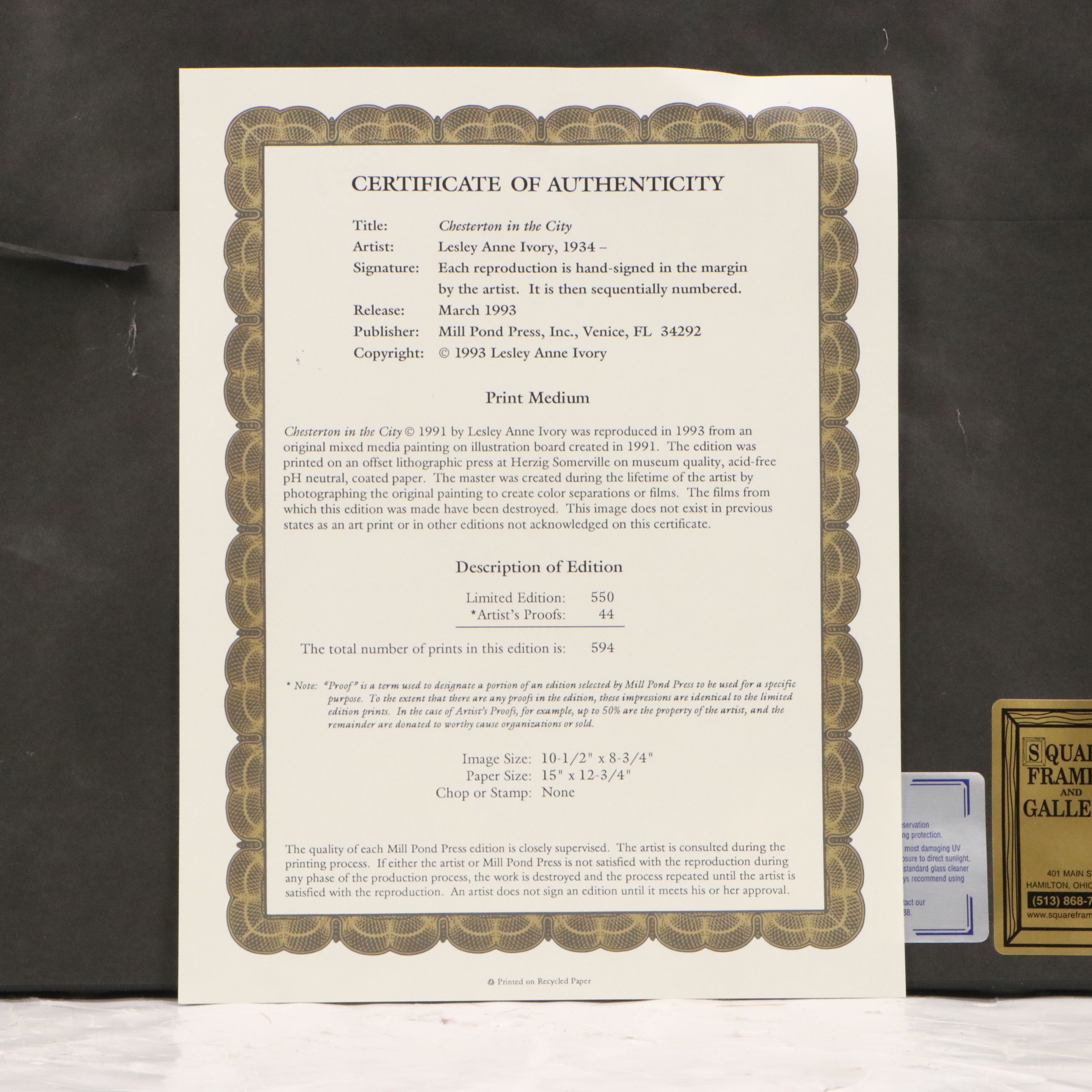 Lesley Anne Ivory Offset Lithograph "Chesterton in the City," 1993