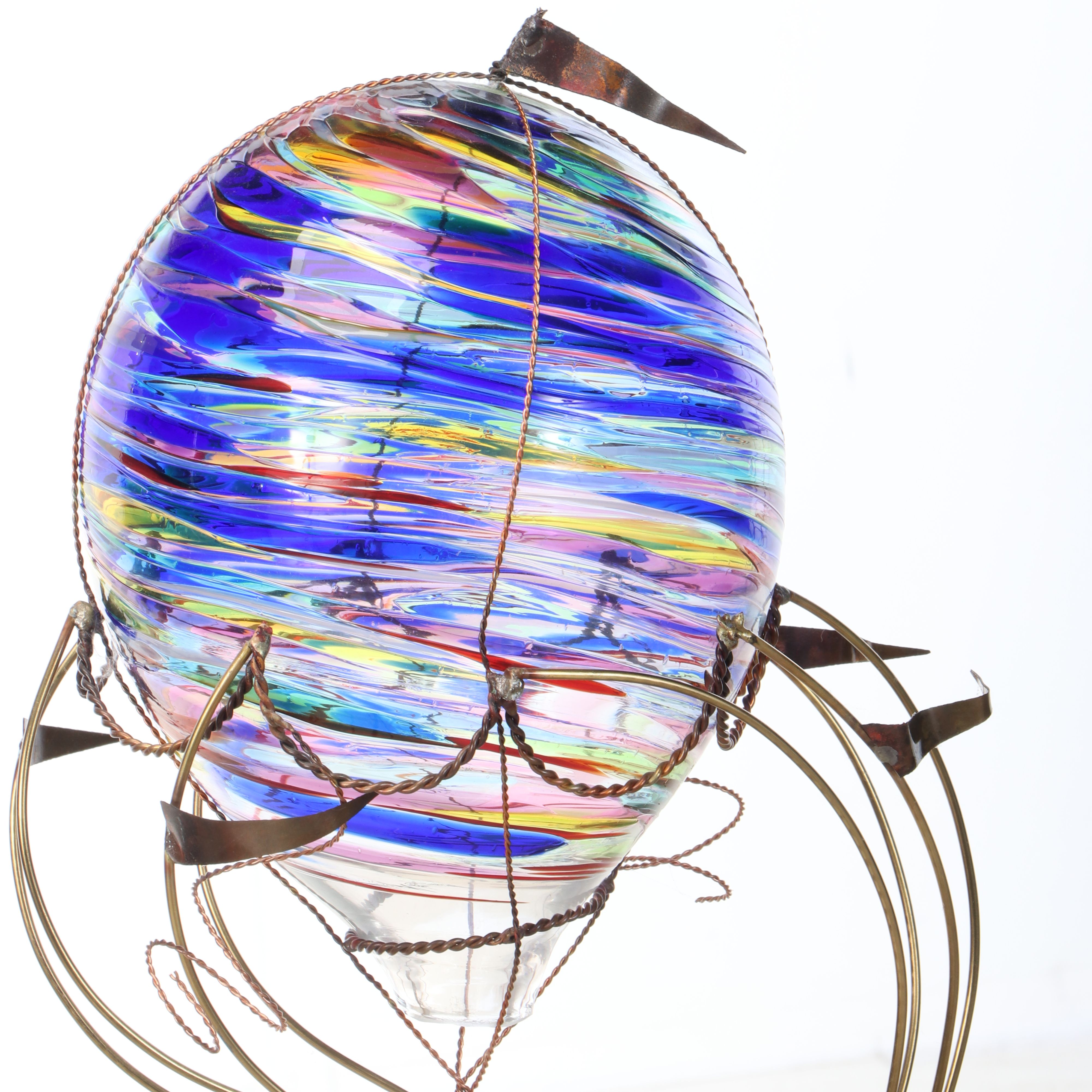 Max Howard Mixed Metals and Art Glass "Blown Away" Sculpture