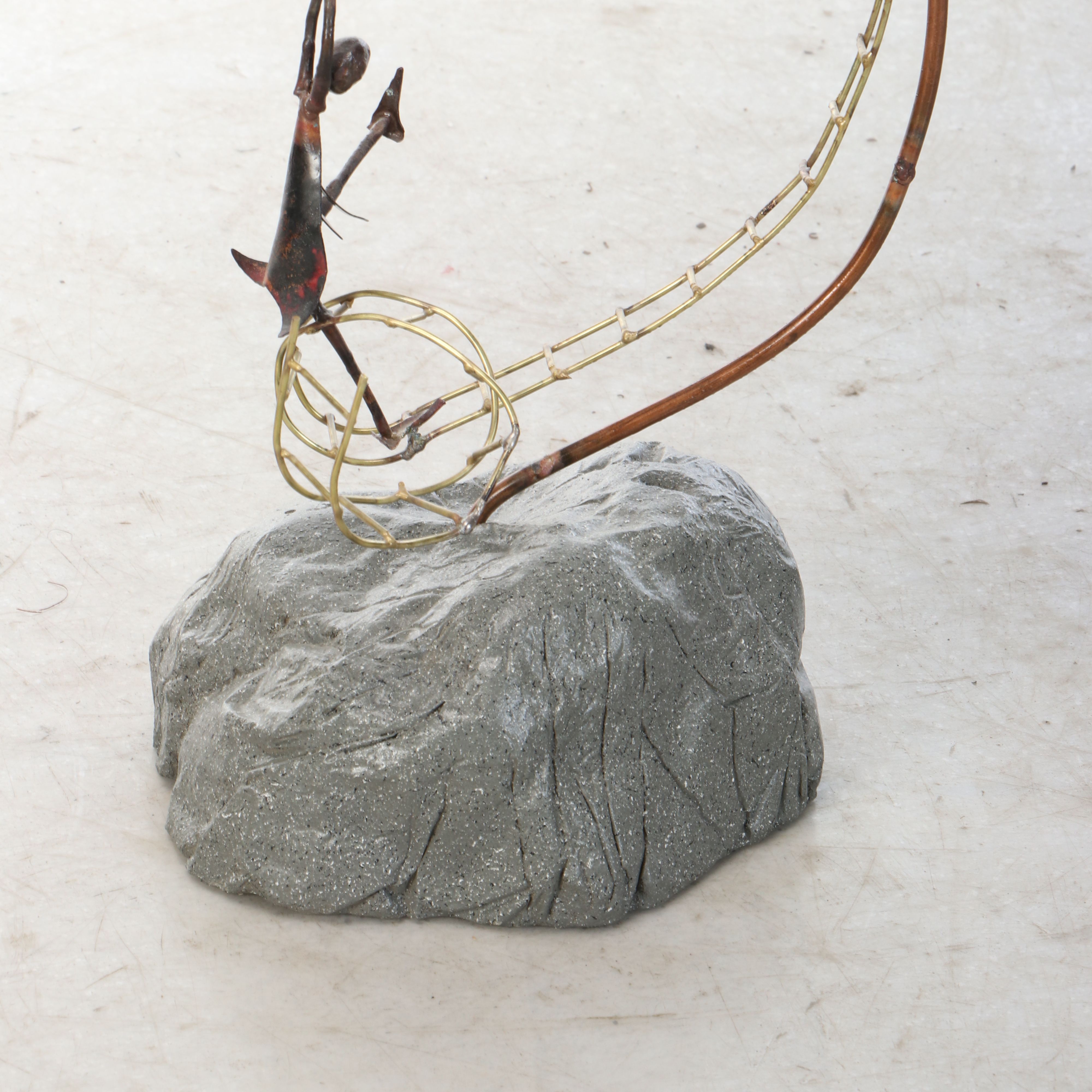 Max Howard Mixed Metals and Art Glass "Blown Away" Sculpture