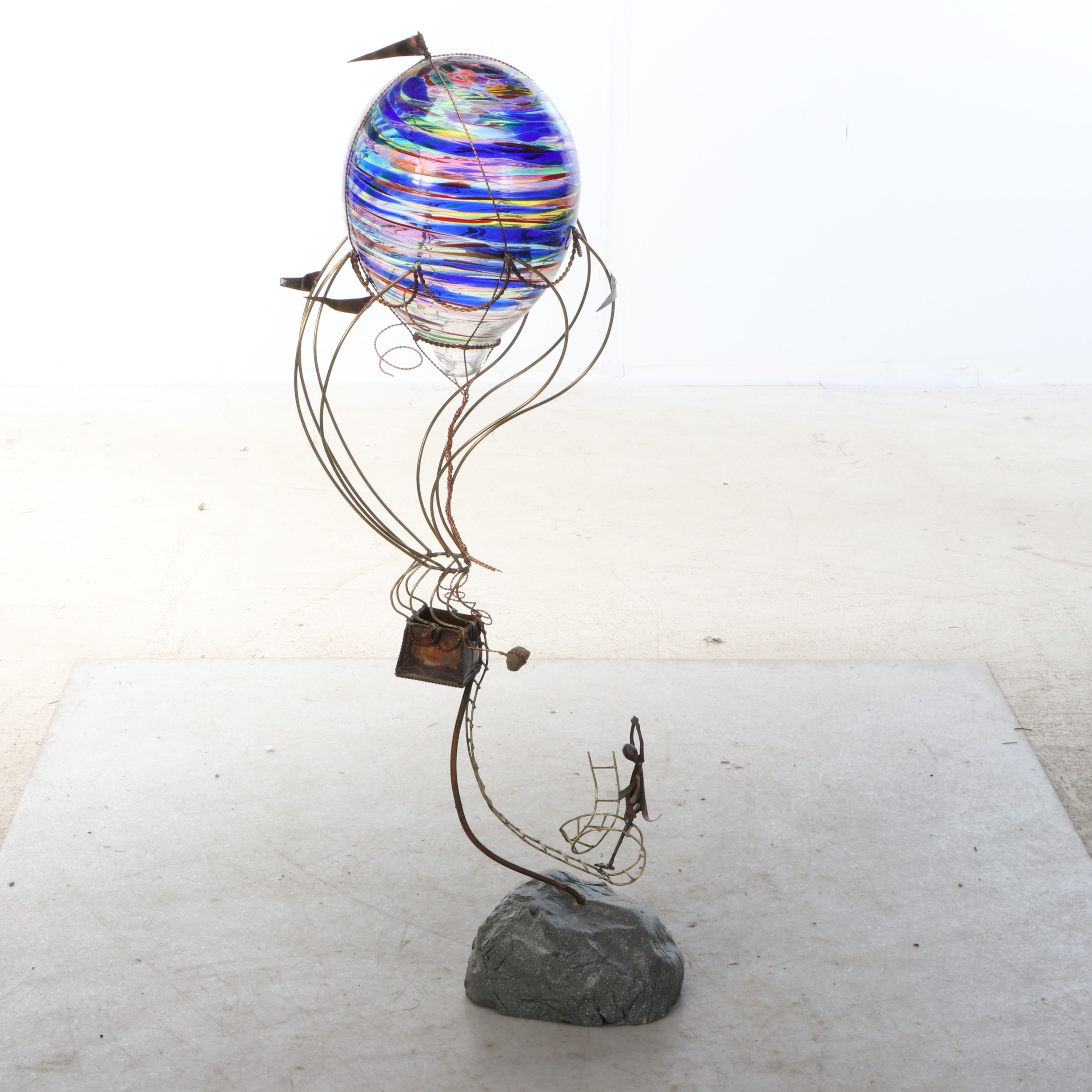 Max Howard Mixed Metals and Art Glass "Blown Away" Sculpture