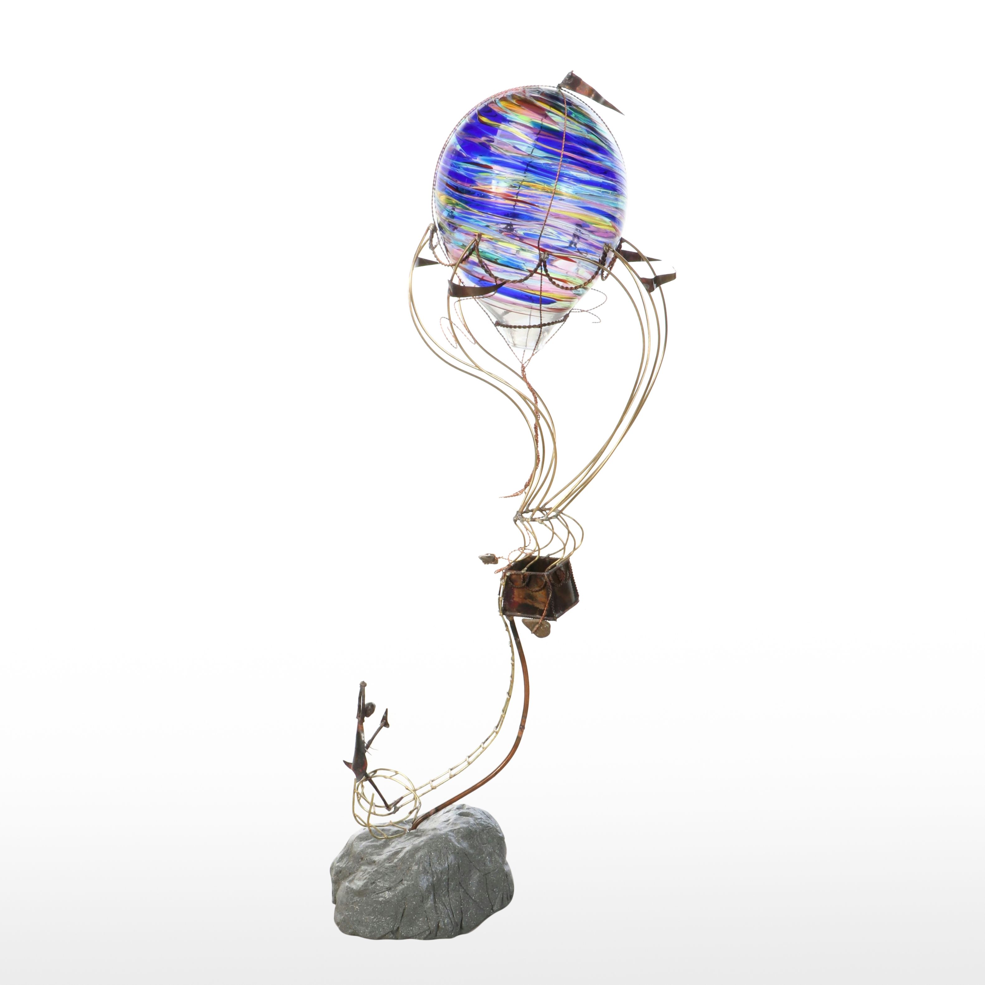 Max Howard Mixed Metals and Art Glass "Blown Away" Sculpture