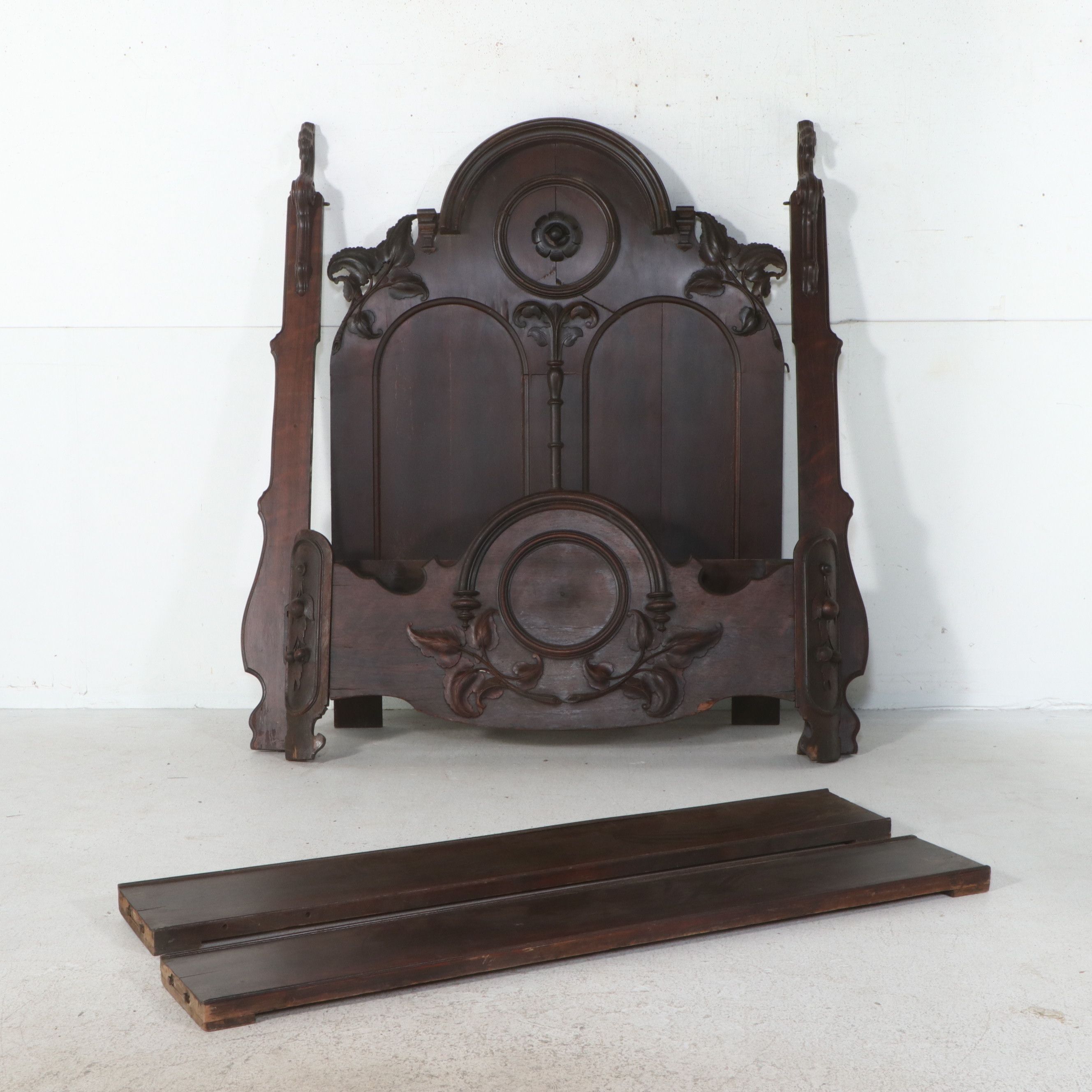 Victorian Renaissance Revival Carved Walnut Bed, Late 19th Century