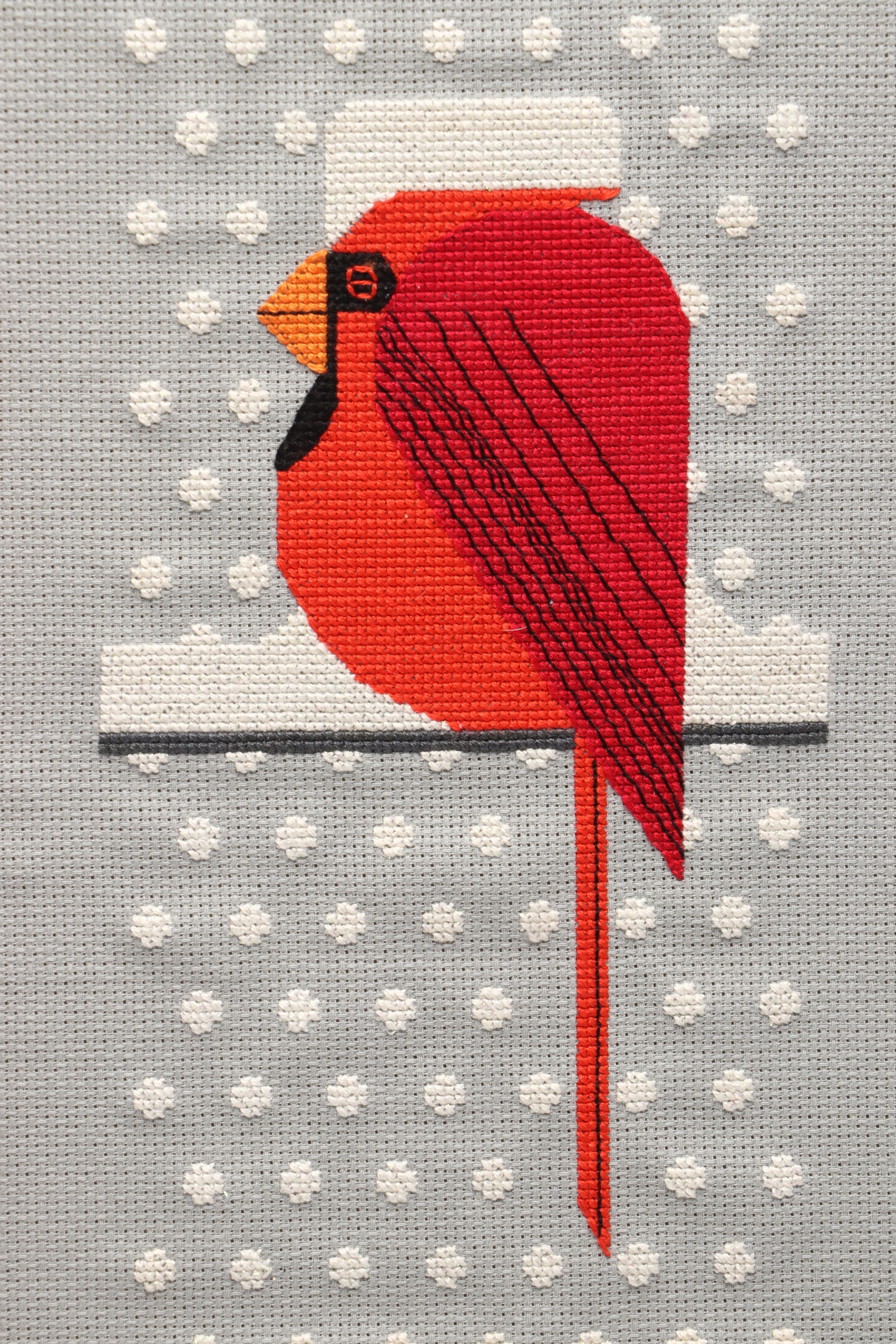 Charley Harper Studios "Cool Cardinal" Framed Cross-Stitch Needlework