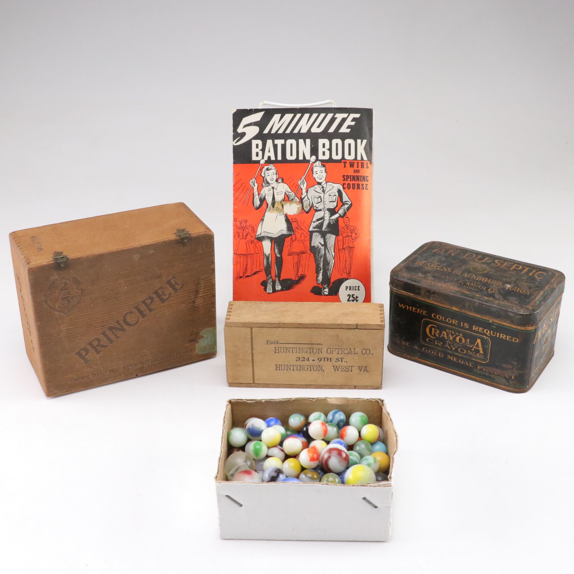 Binney & Smith An-Du-Septic Crayon Tin Box, Glass Marbles, Cigar Boxes & More
