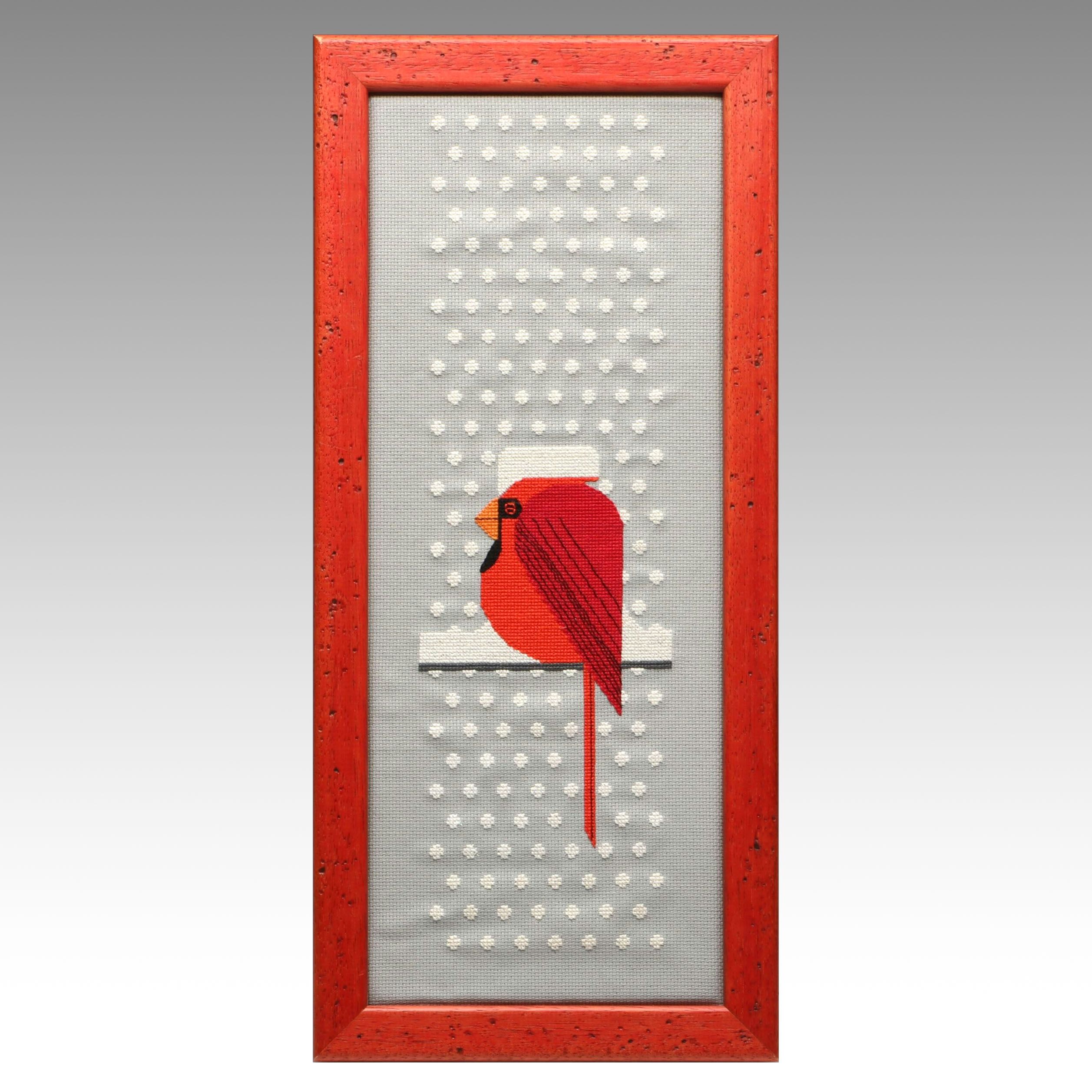 Charley Harper Studios "Cool Cardinal" Framed Cross-Stitch Needlework