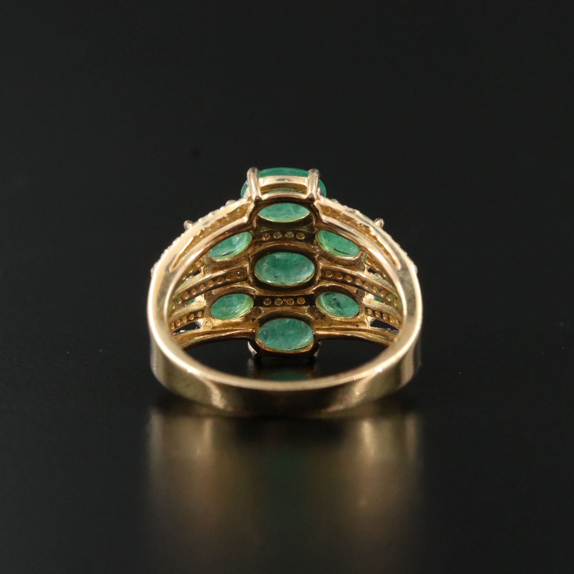 Sterling Emerald and Diamond Ring