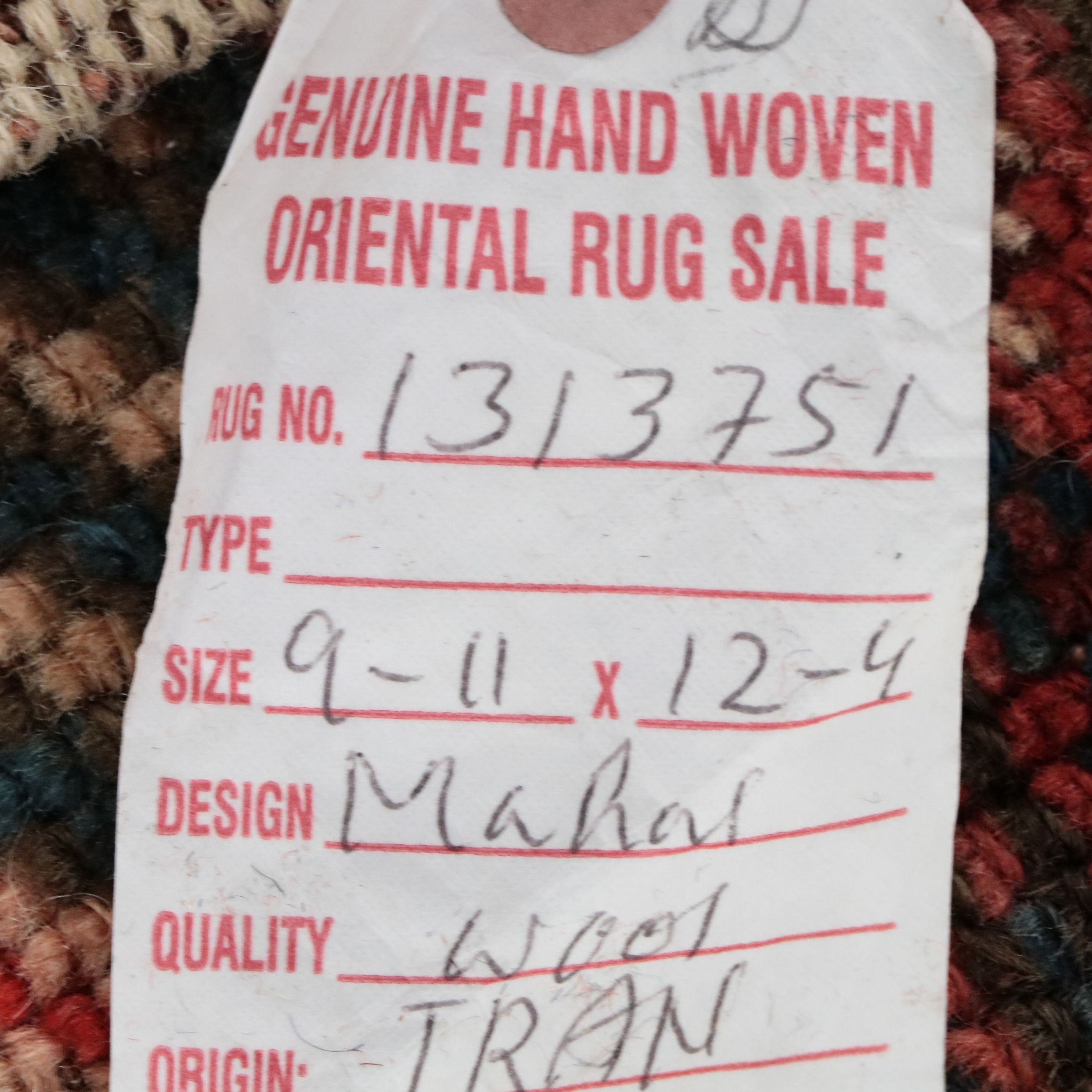 9'10 x 12'5 Hand-Knotted Persian Mahal Room-Sized Rug