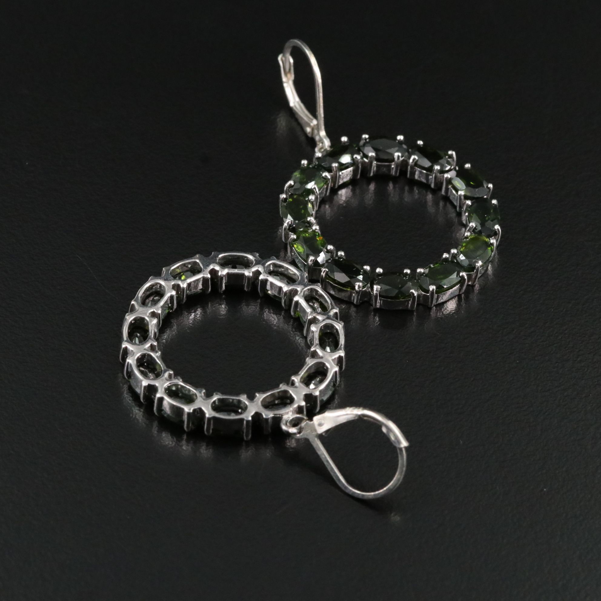 Sterling Diopside Drop Earrings