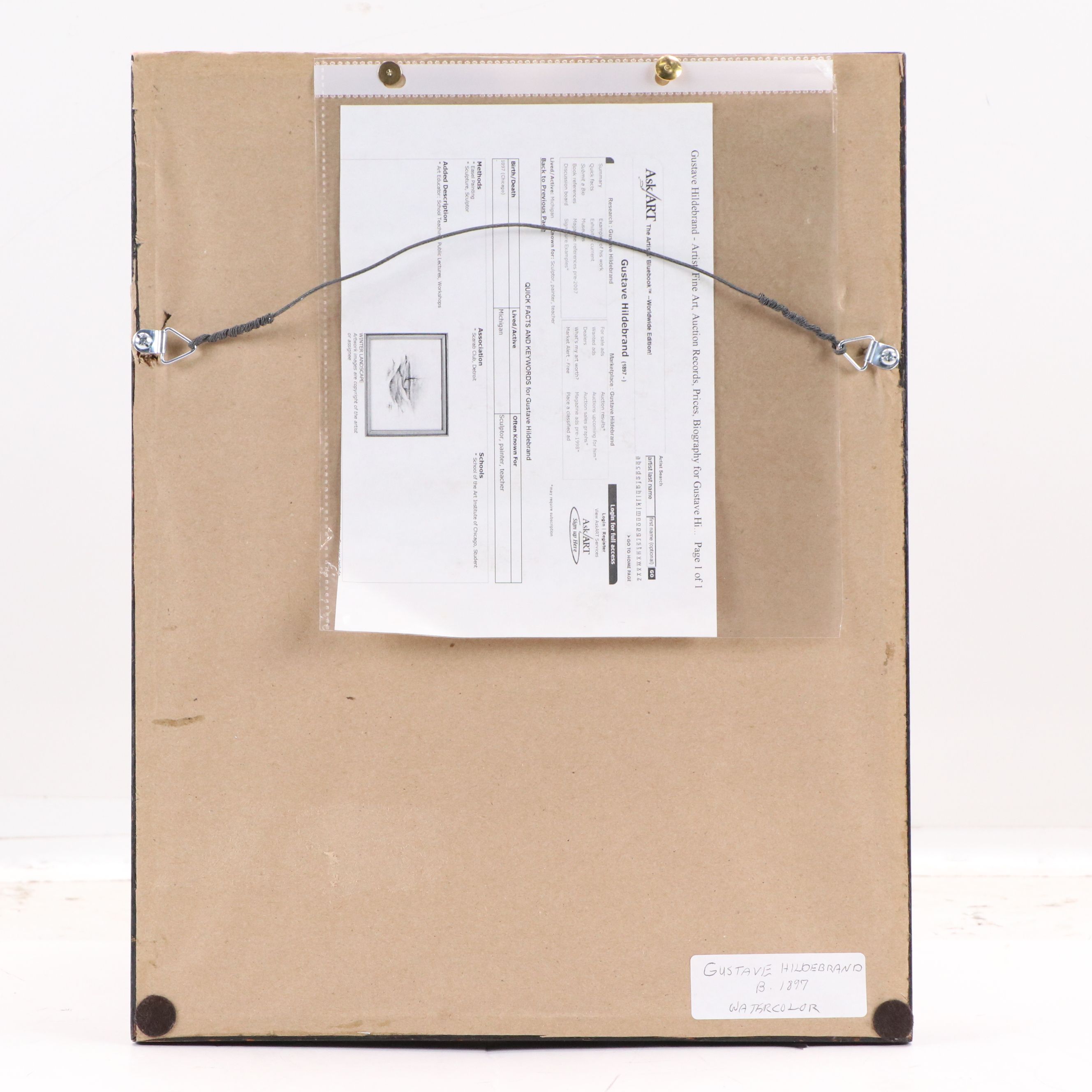 Gustave Hildebrand Watercolor Painting of Figure Holding Vase, 20th Century