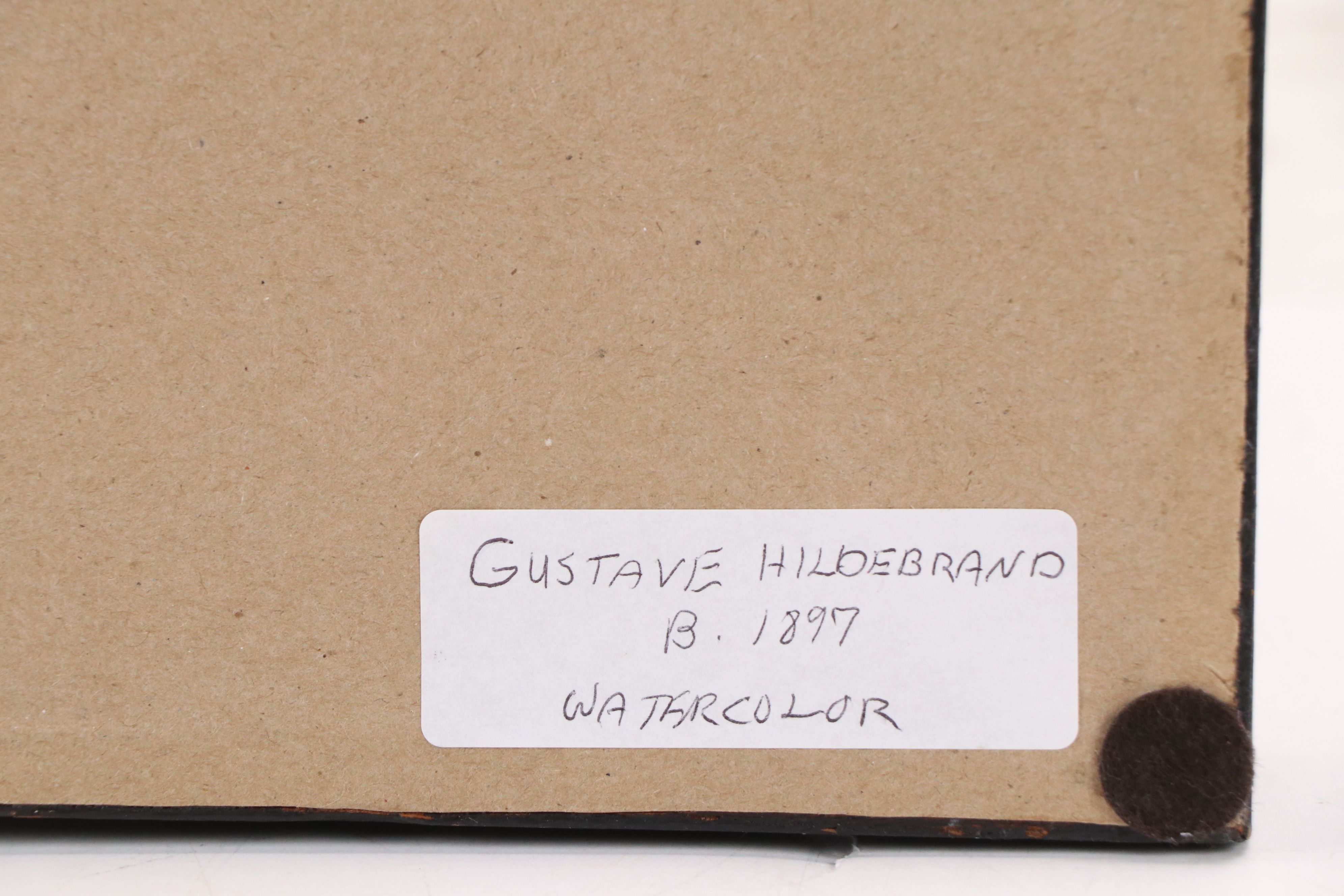 Gustave Hildebrand Watercolor Painting of Figure Holding Vase, 20th Century