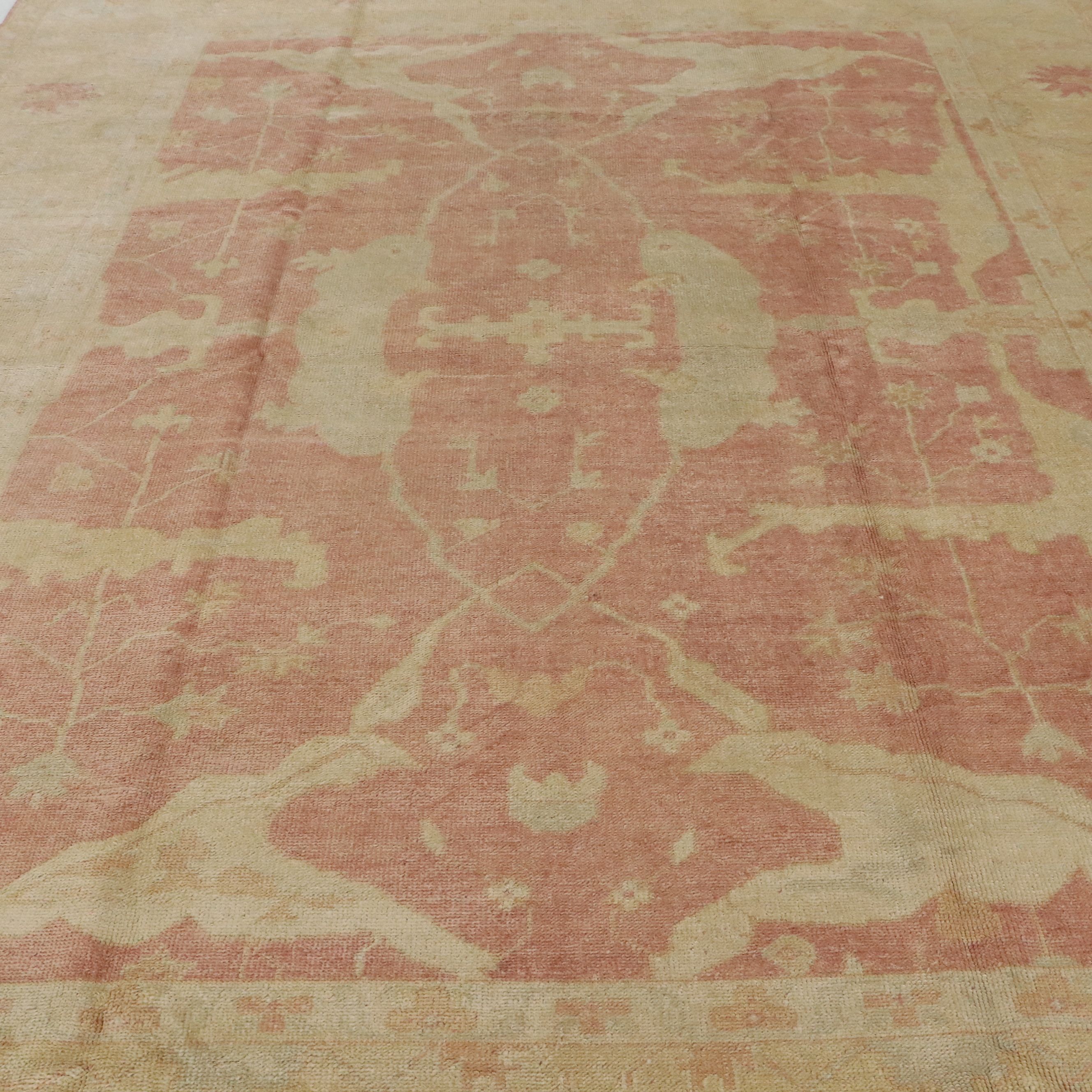 9'1 x 12' Hand-Knotted Turkish Oushak Room-Sized Rug