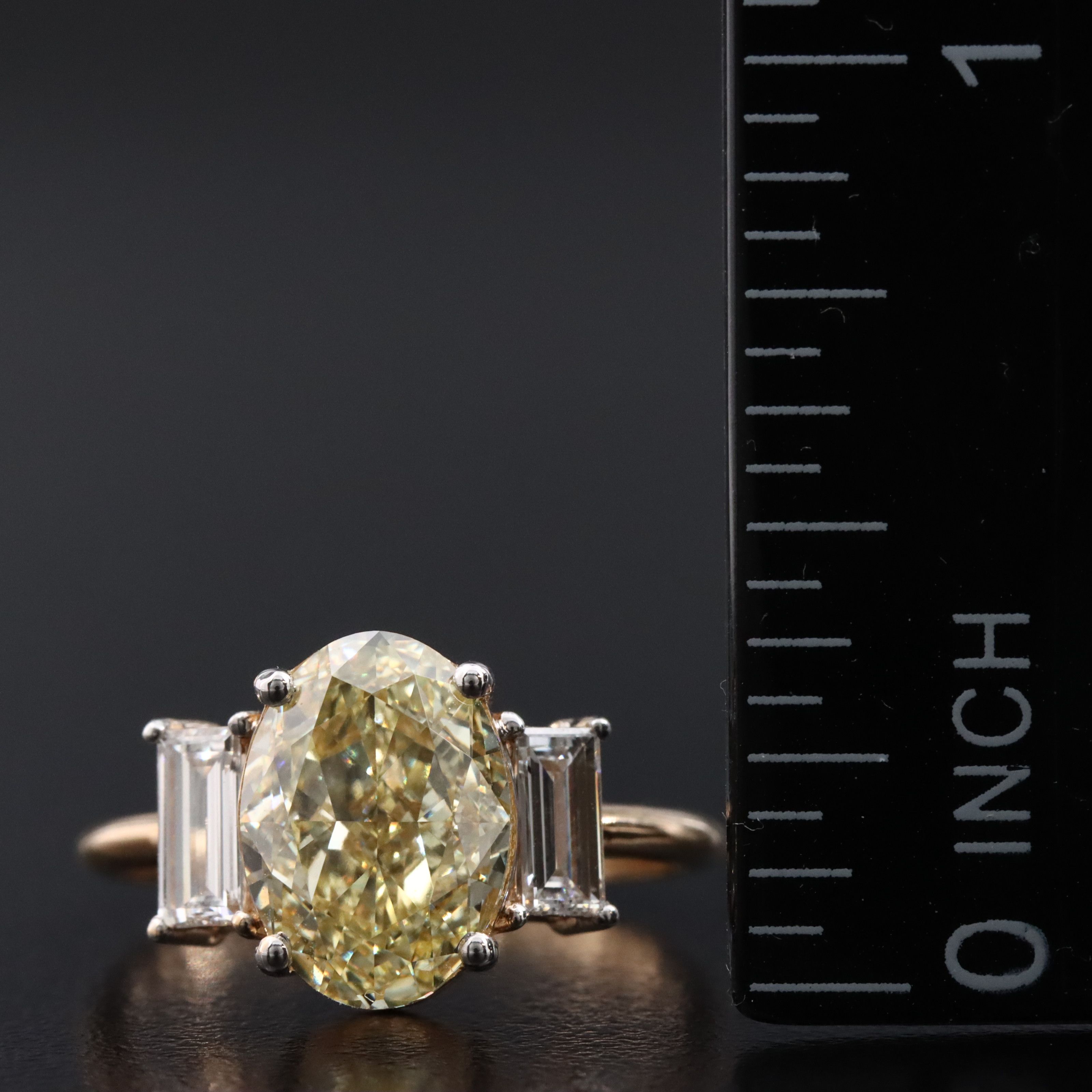 18K 3.56 CTW Lab Grown Diamond Ring w/ Fancy Intense Yellow Center & IGI Report