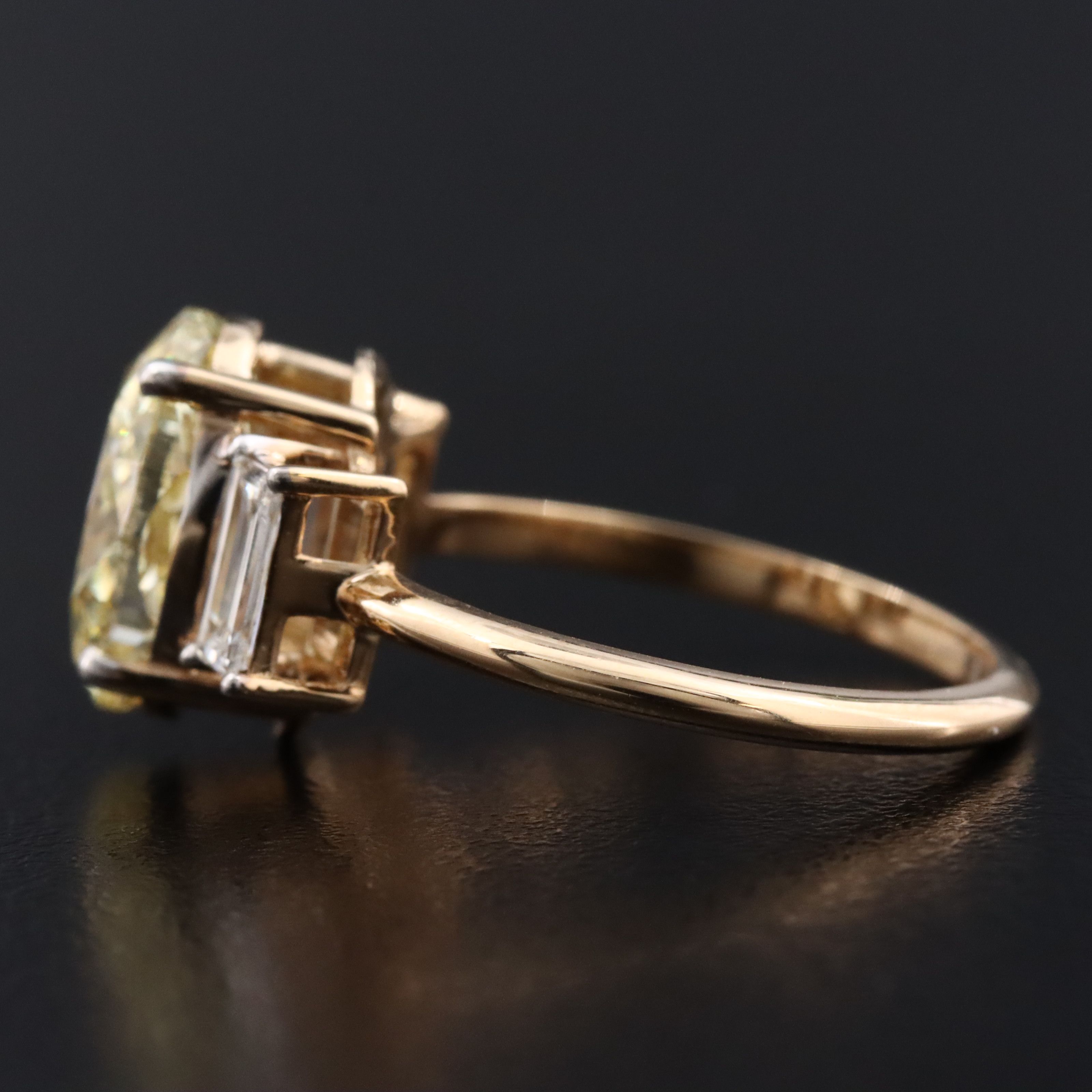 18K 3.56 CTW Lab Grown Diamond Ring w/ Fancy Intense Yellow Center & IGI Report