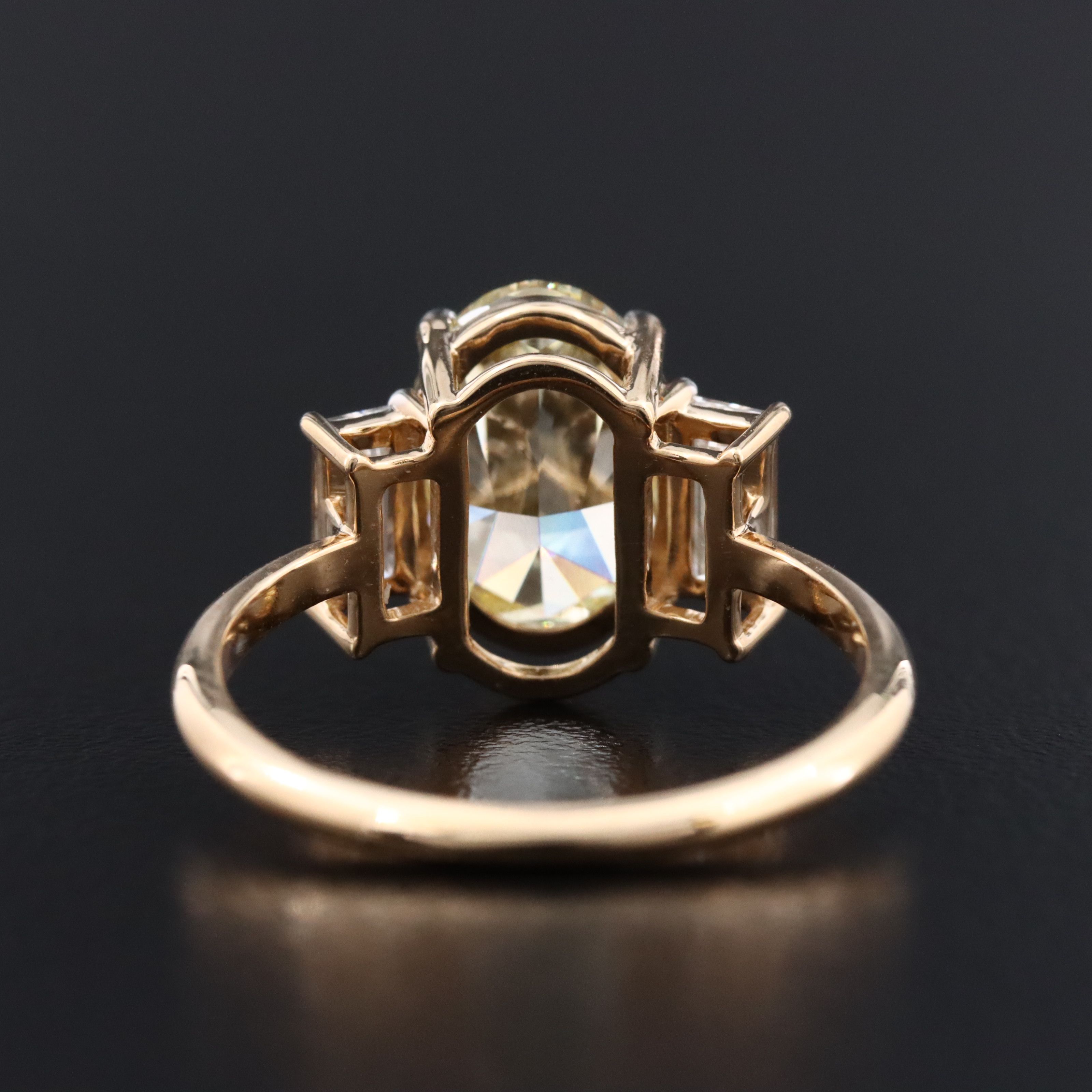 18K 3.56 CTW Lab Grown Diamond Ring w/ Fancy Intense Yellow Center & IGI Report