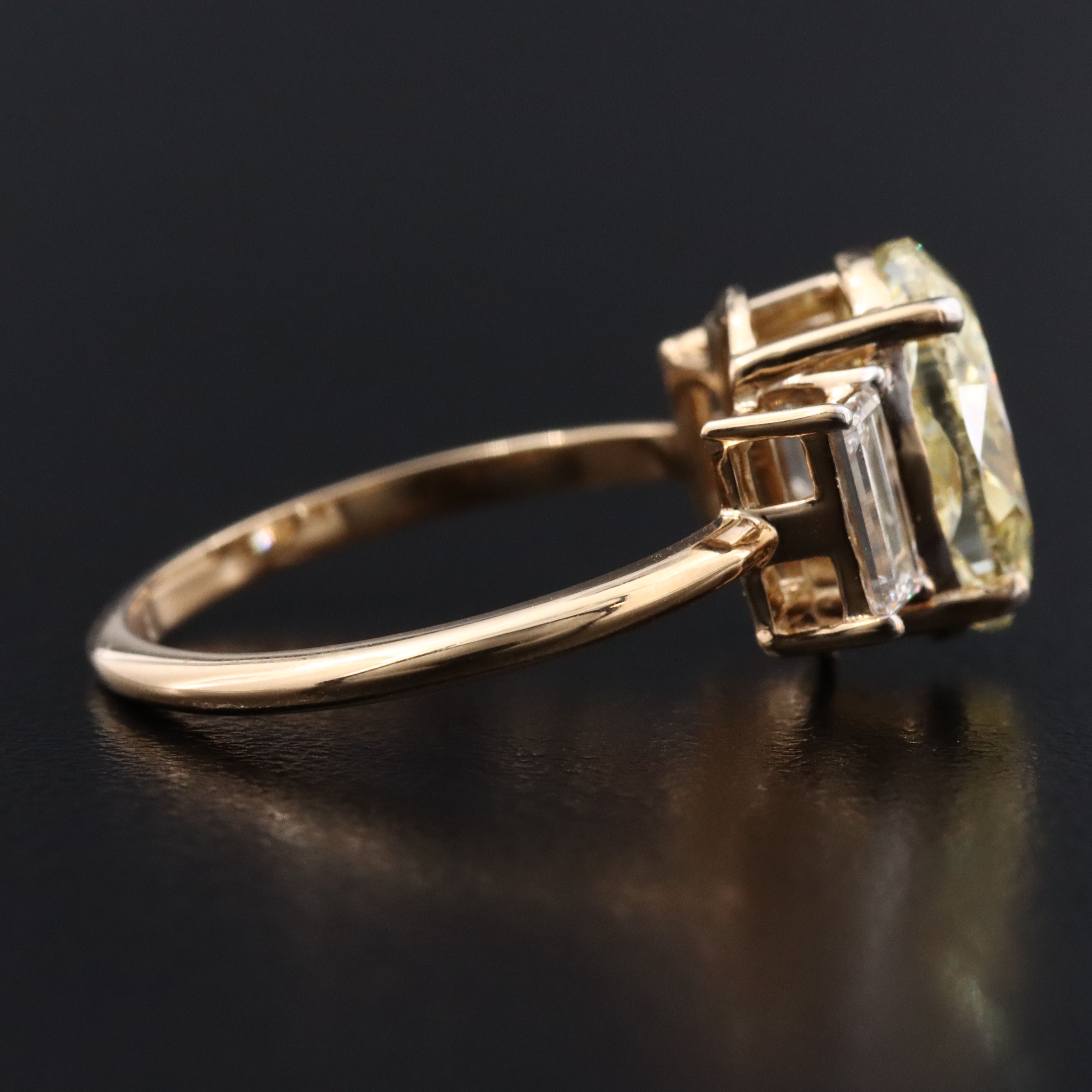 18K 3.56 CTW Lab Grown Diamond Ring w/ Fancy Intense Yellow Center & IGI Report