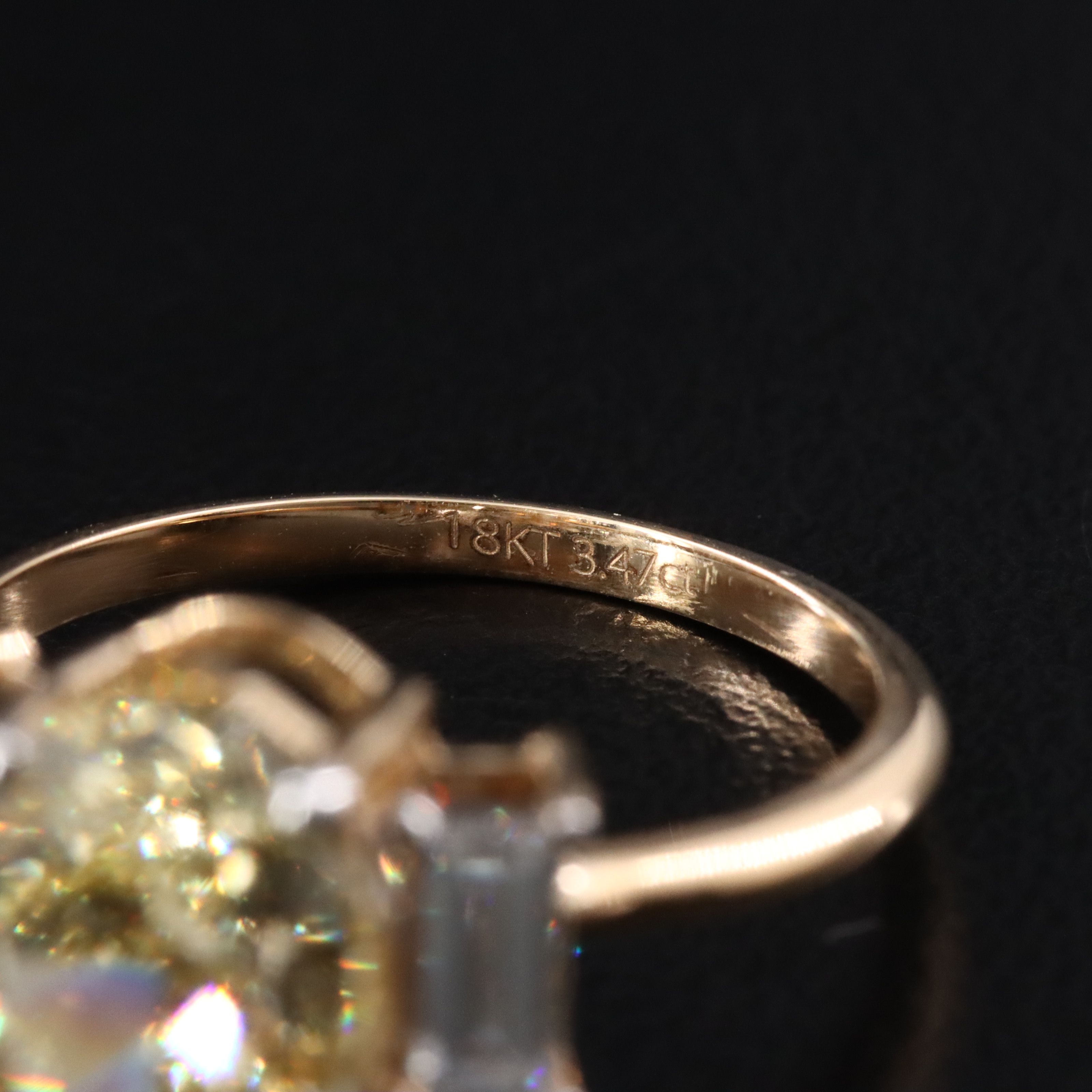 18K 3.56 CTW Lab Grown Diamond Ring w/ Fancy Intense Yellow Center & IGI Report