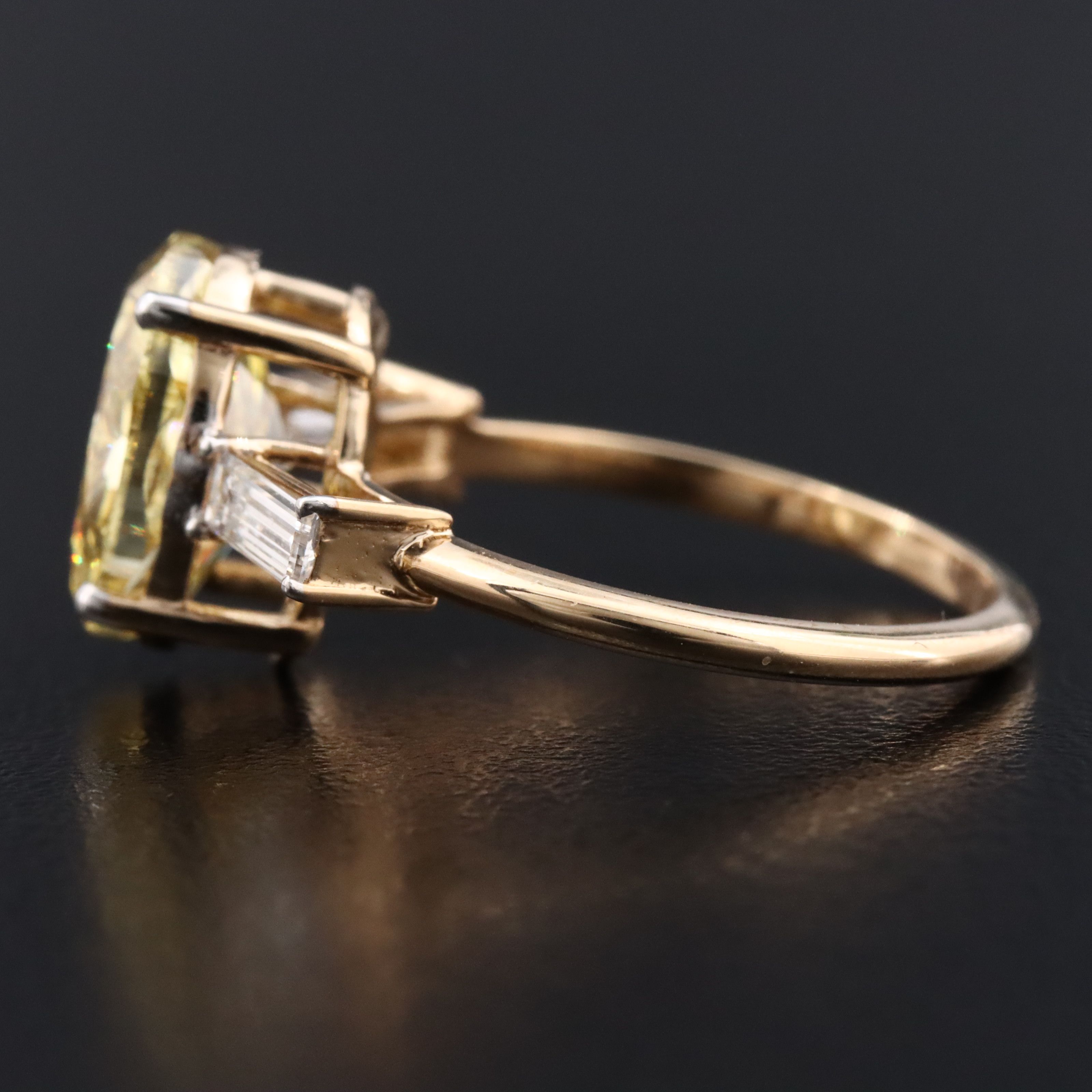 18K 3.32 CTW Lab Grown Diamond Ring with Fancy Vivid Yellow Center & IGI Report