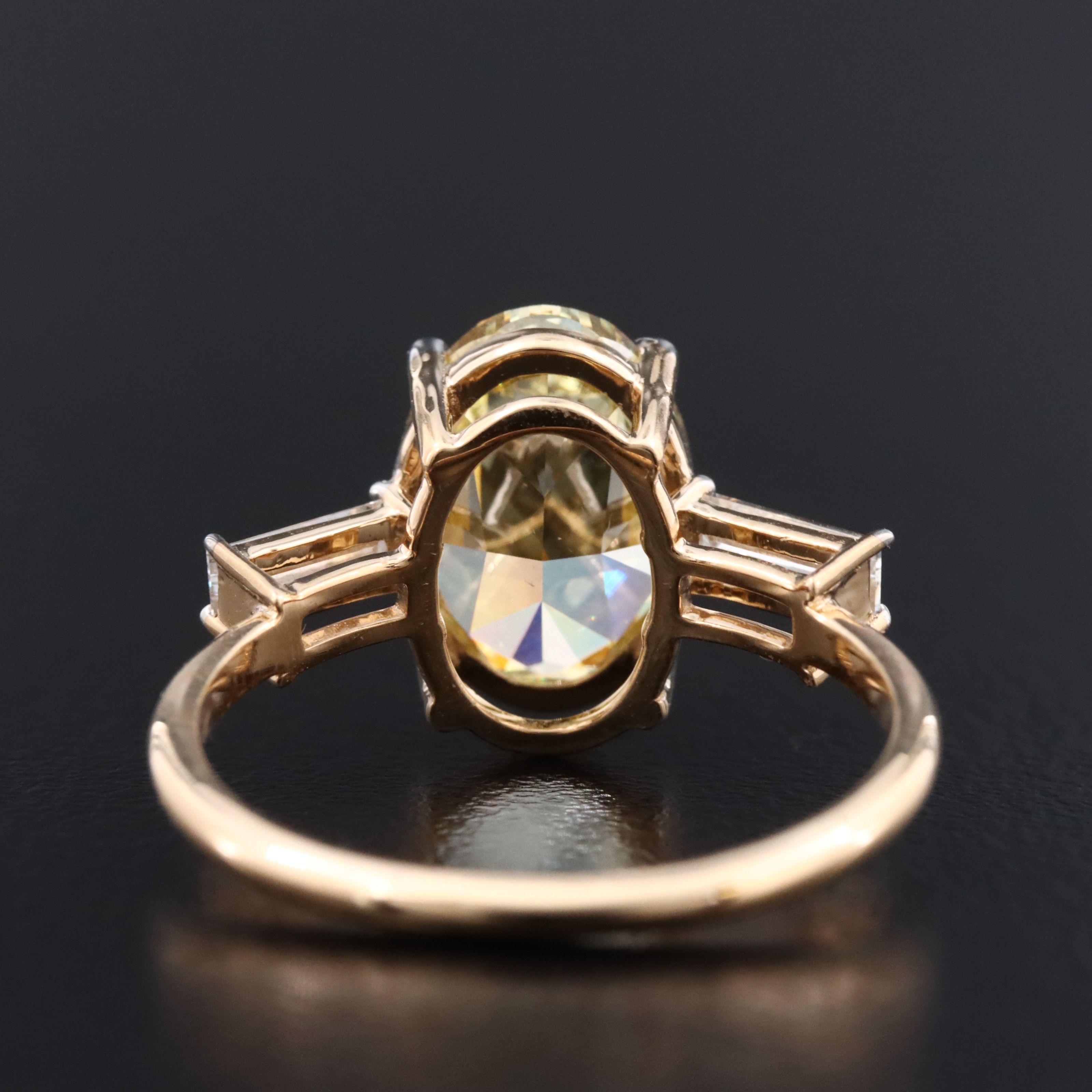 18K 3.32 CTW Lab Grown Diamond Ring with Fancy Vivid Yellow Center & IGI Report