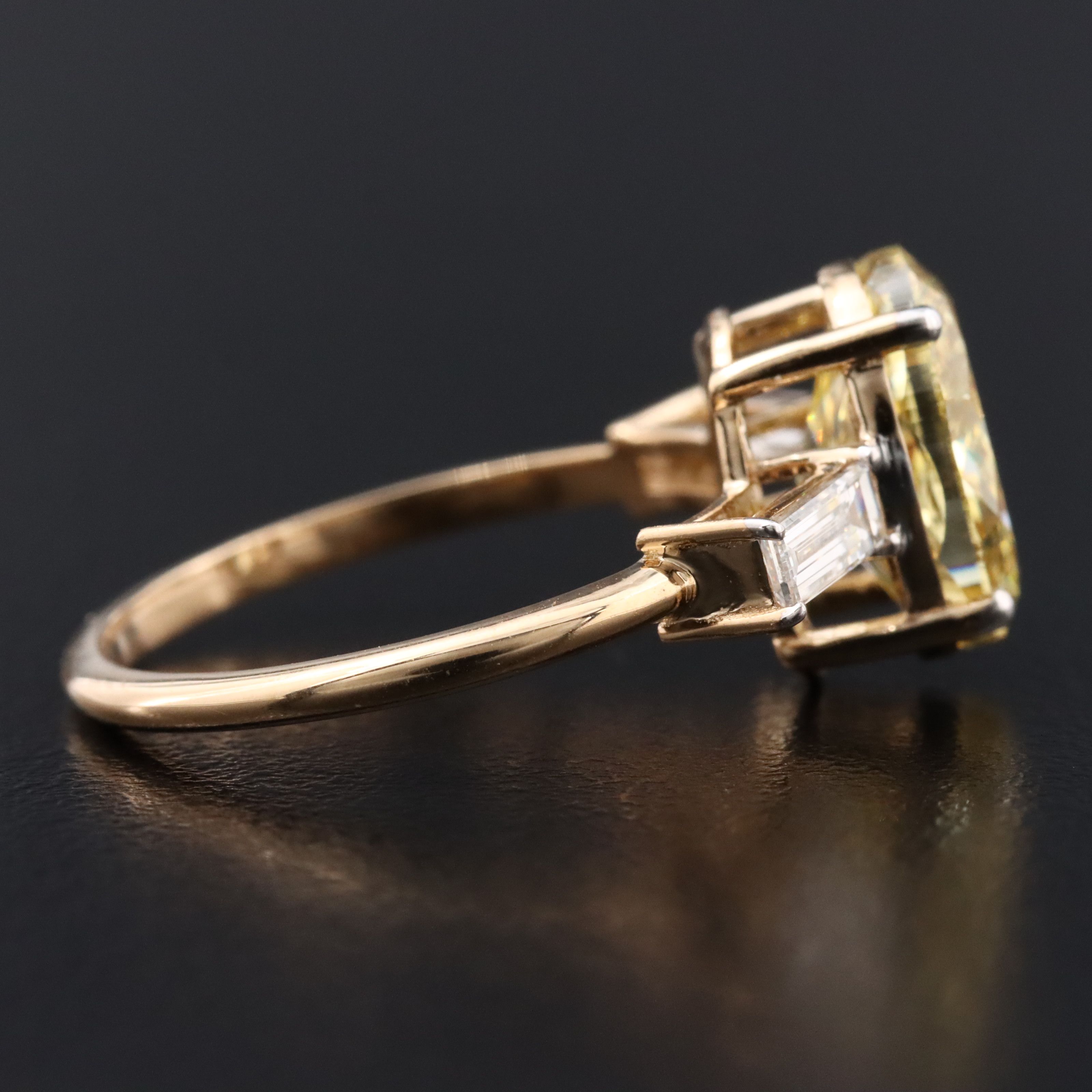 18K 3.32 CTW Lab Grown Diamond Ring with Fancy Vivid Yellow Center & IGI Report