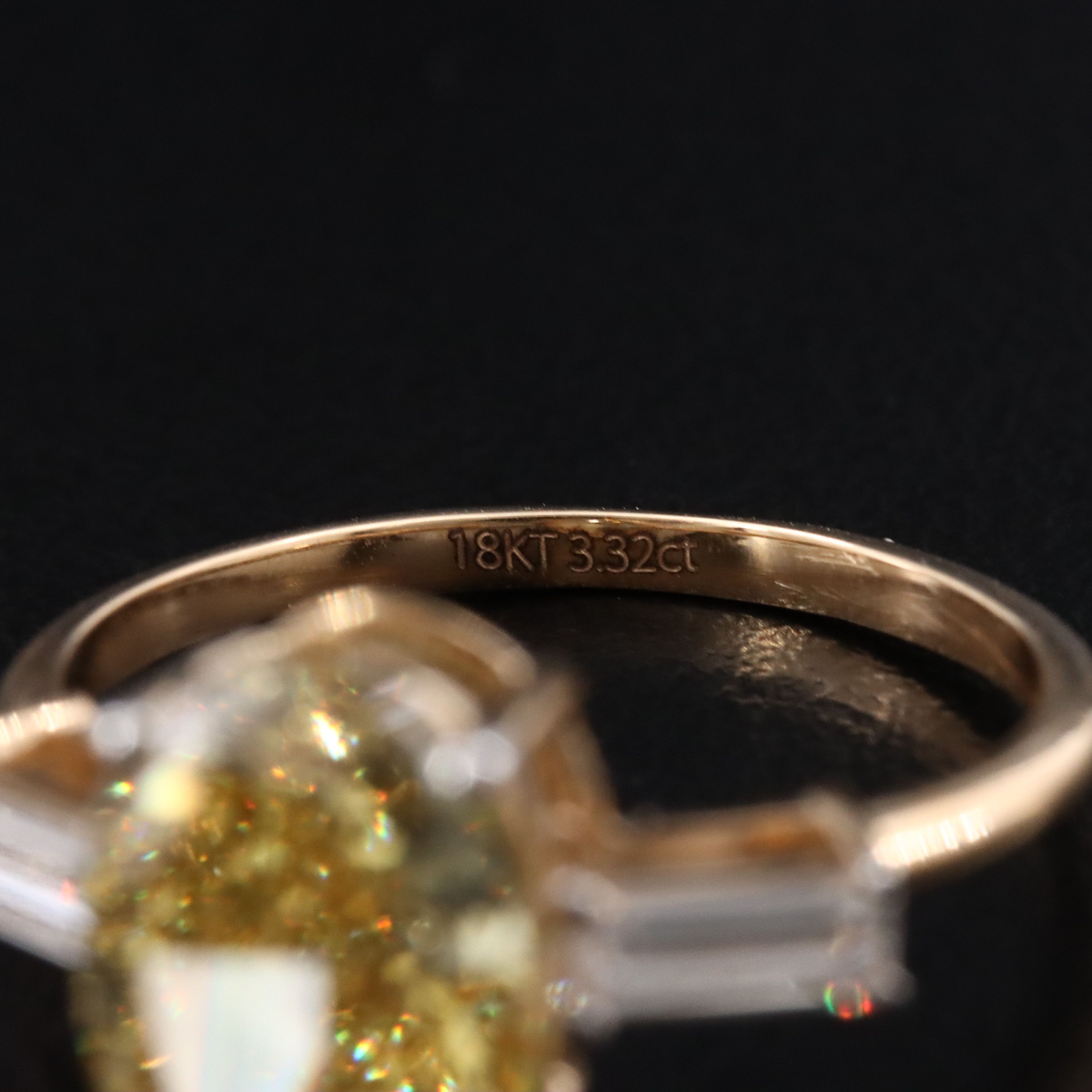 18K 3.32 CTW Lab Grown Diamond Ring with Fancy Vivid Yellow Center & IGI Report