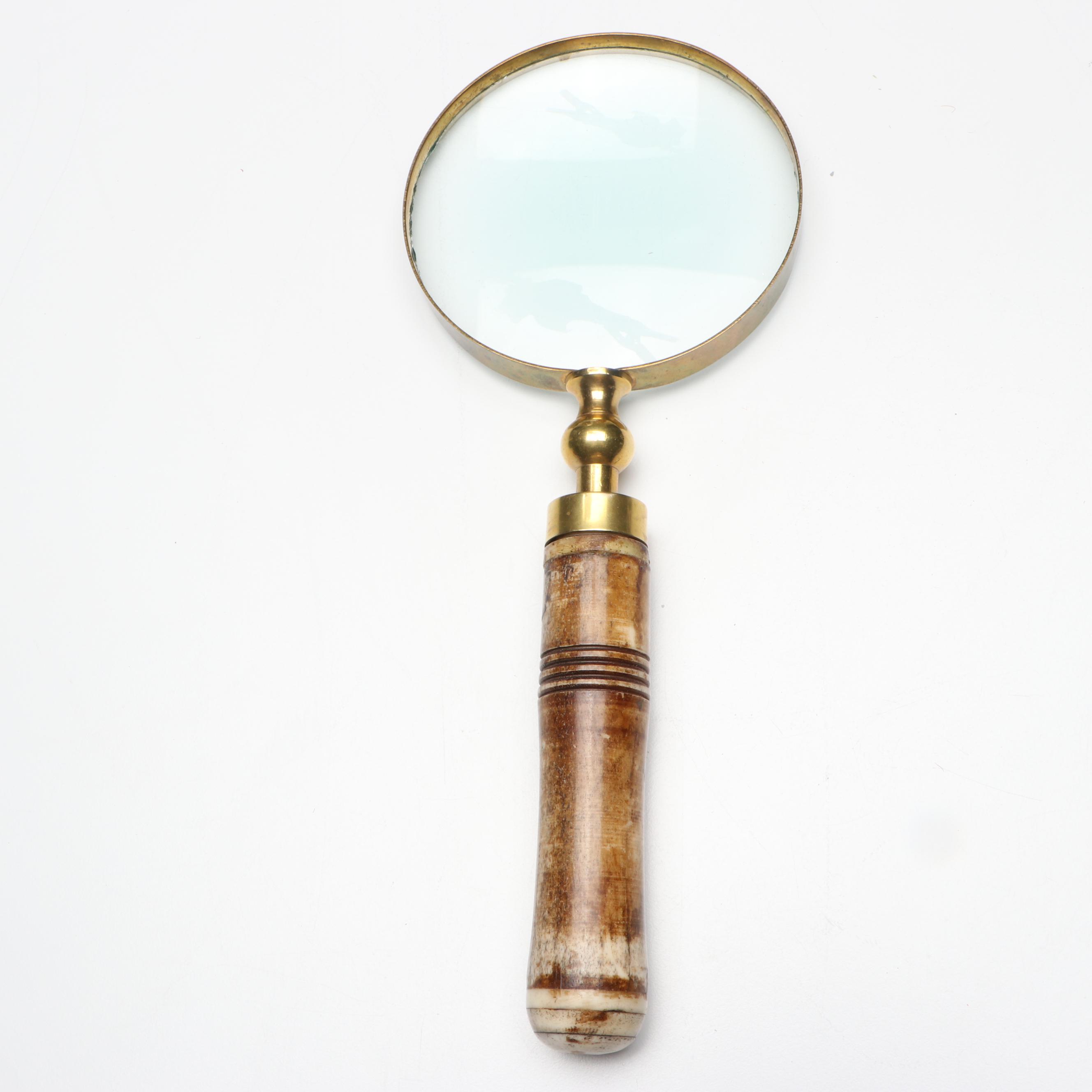 Mottahedeh Golf Pitcher with Bone Handled Magnifying Glass and Other Décor