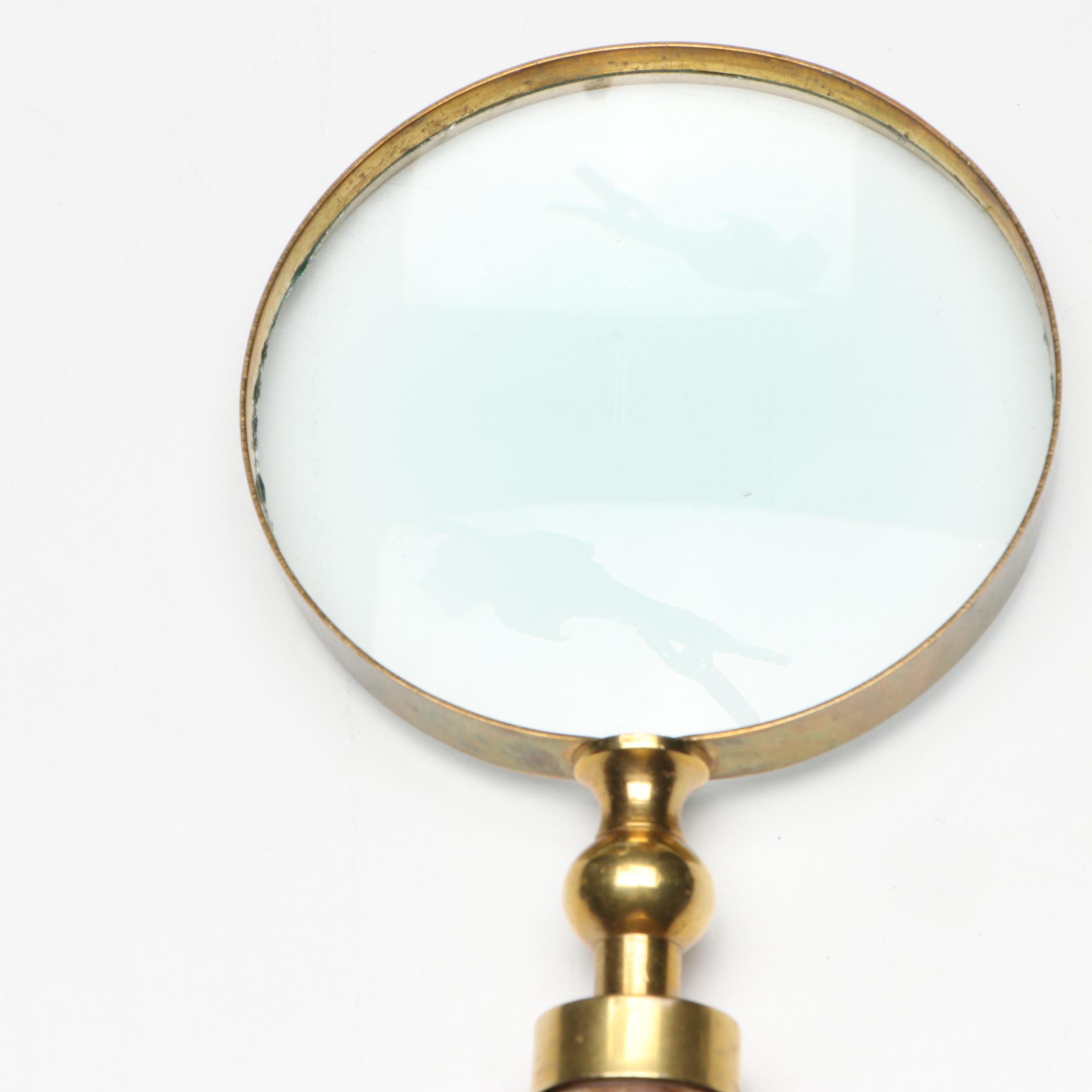 Mottahedeh Golf Pitcher with Bone Handled Magnifying Glass and Other Décor